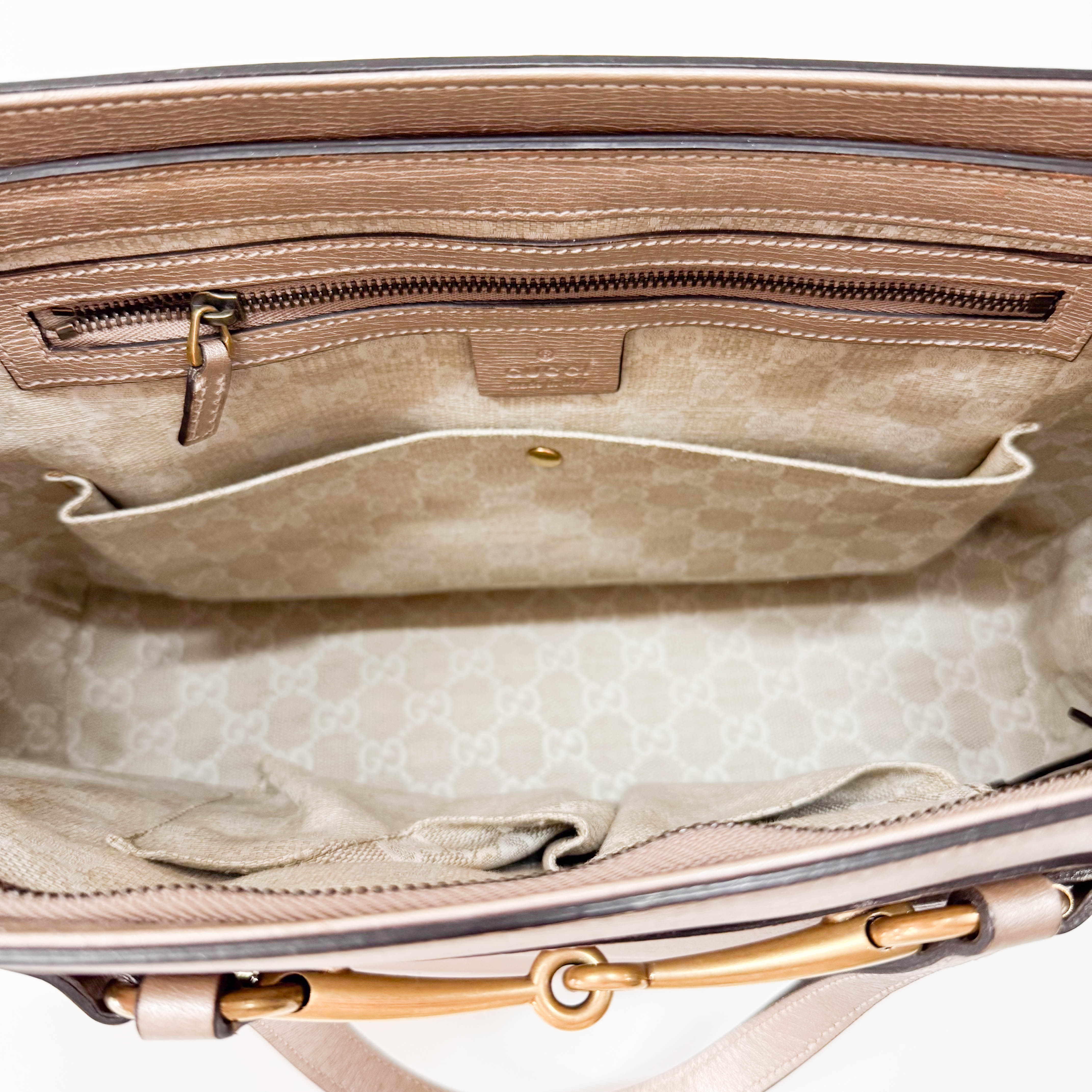 Horsebit Rosegold Leather Two Way Bag