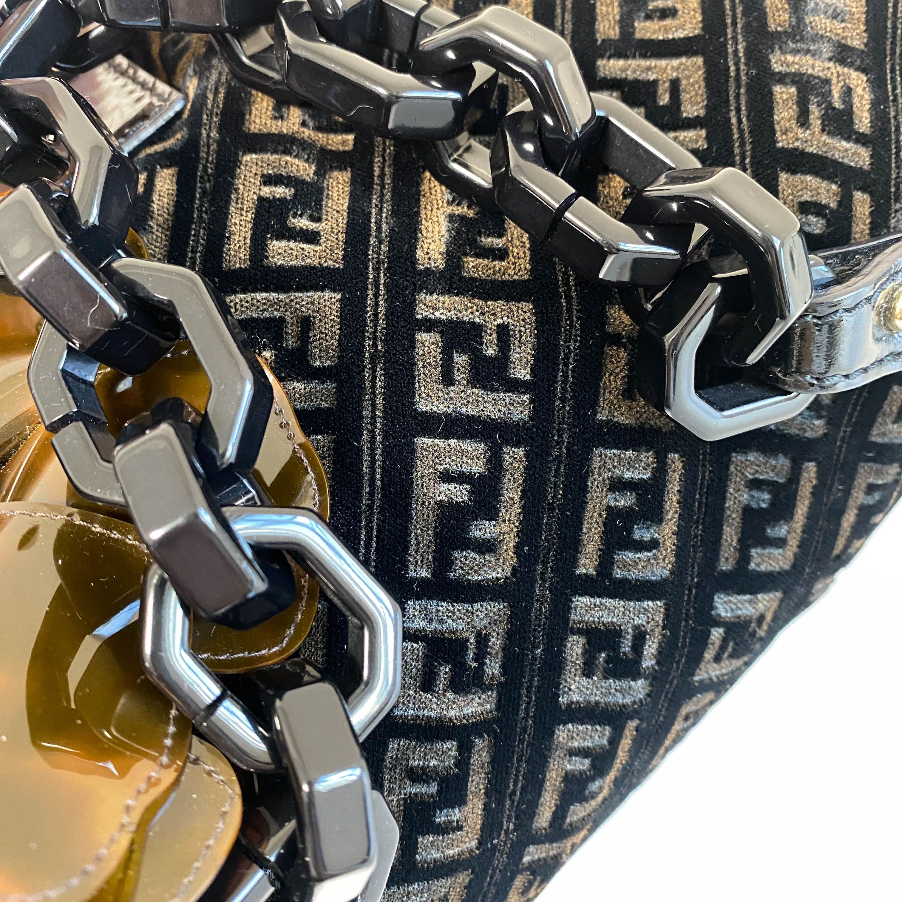 Mamma Baguette Black Velvet Shoulder Bag with Floral Corsage