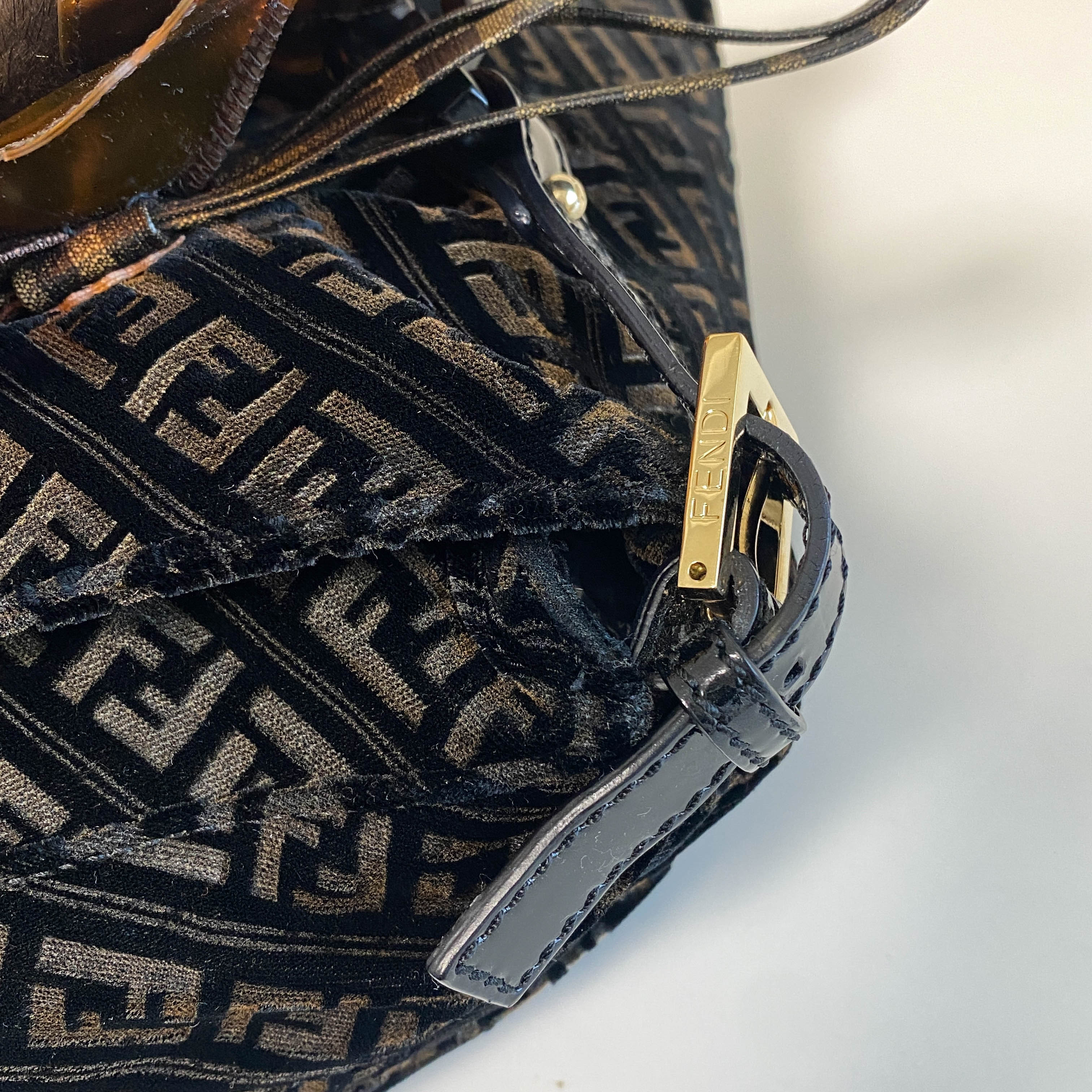 Mamma Baguette Black Velvet Shoulder Bag with Floral Corsage