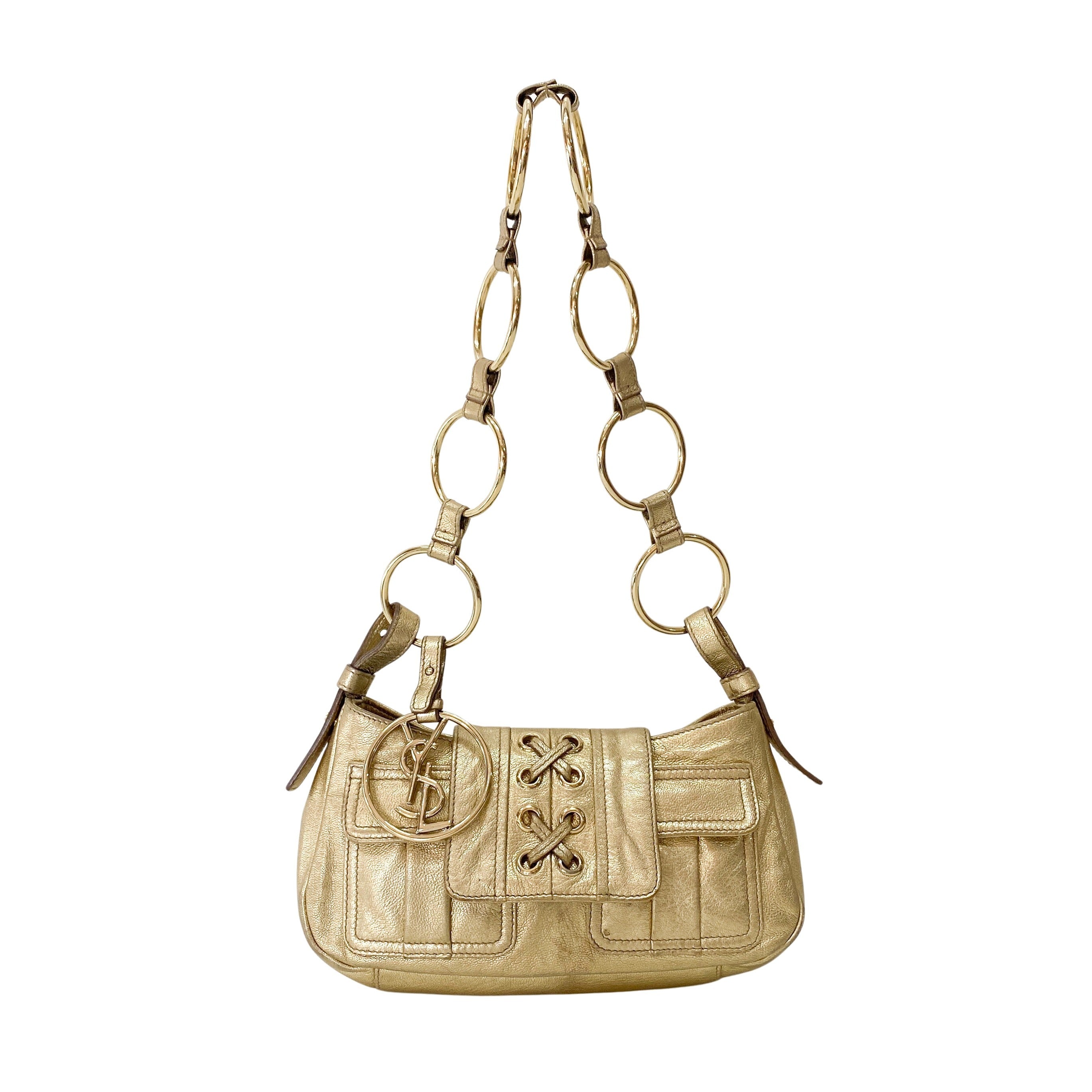 Golden Leather Shoulder Bag