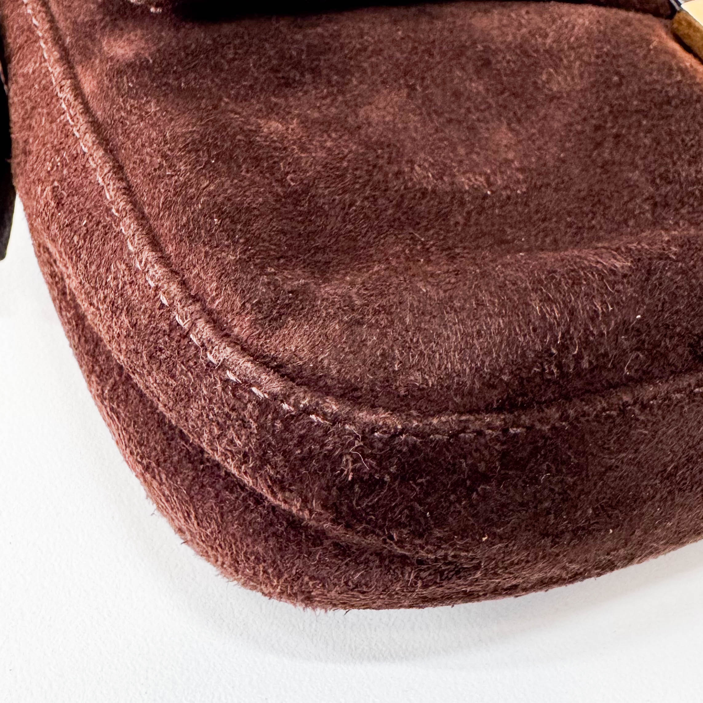 Baguette Brown Suede Shoulder Bag