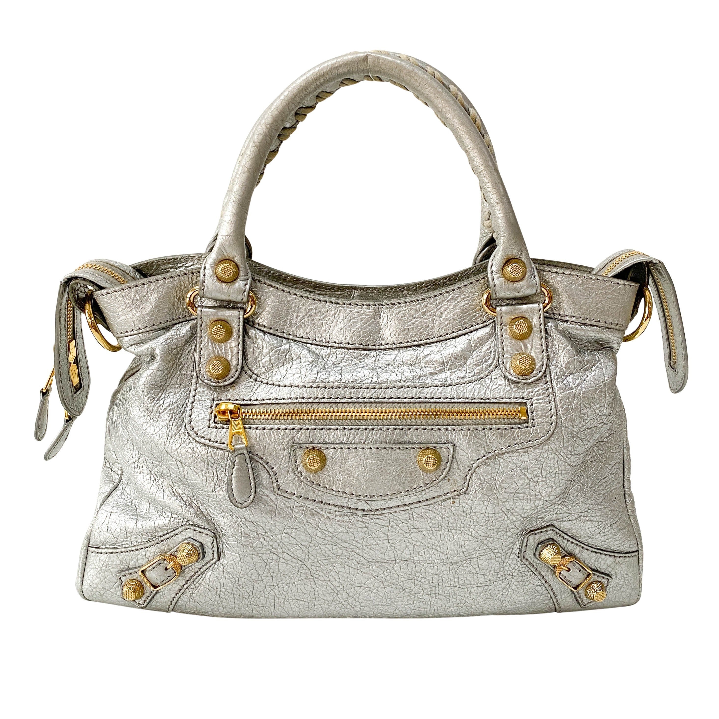 The City Metallic Silver Leather Bag