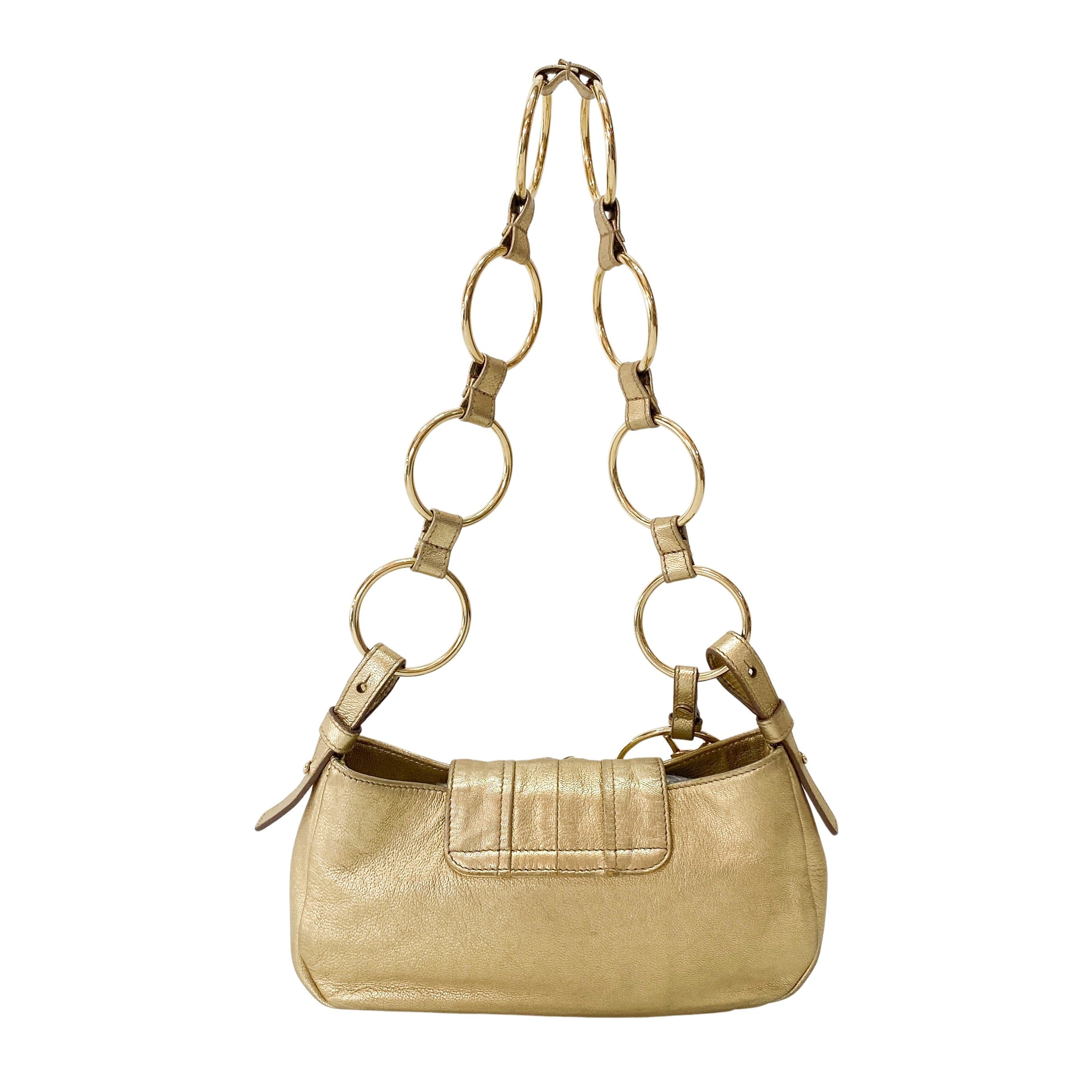 Golden Leather Shoulder Bag