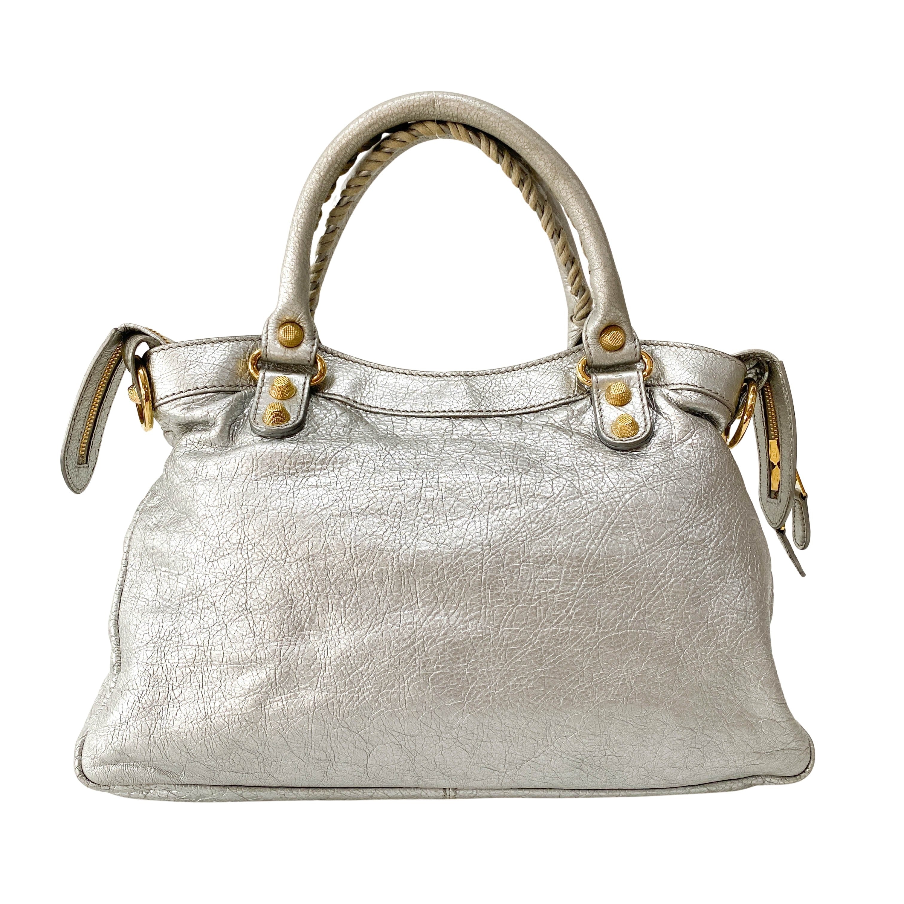 The City Metallic Silver Leather Bag