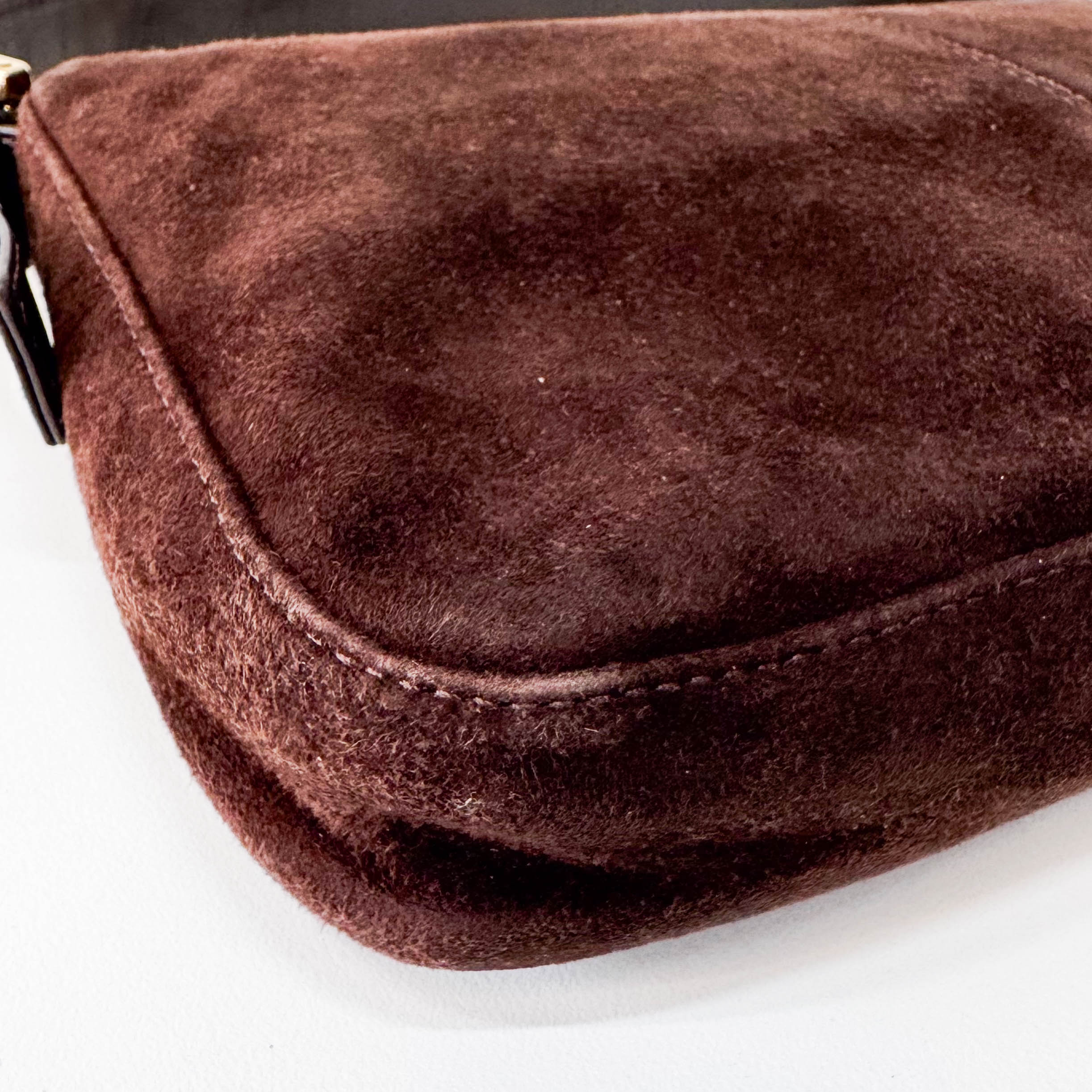 Baguette Brown Suede Shoulder Bag