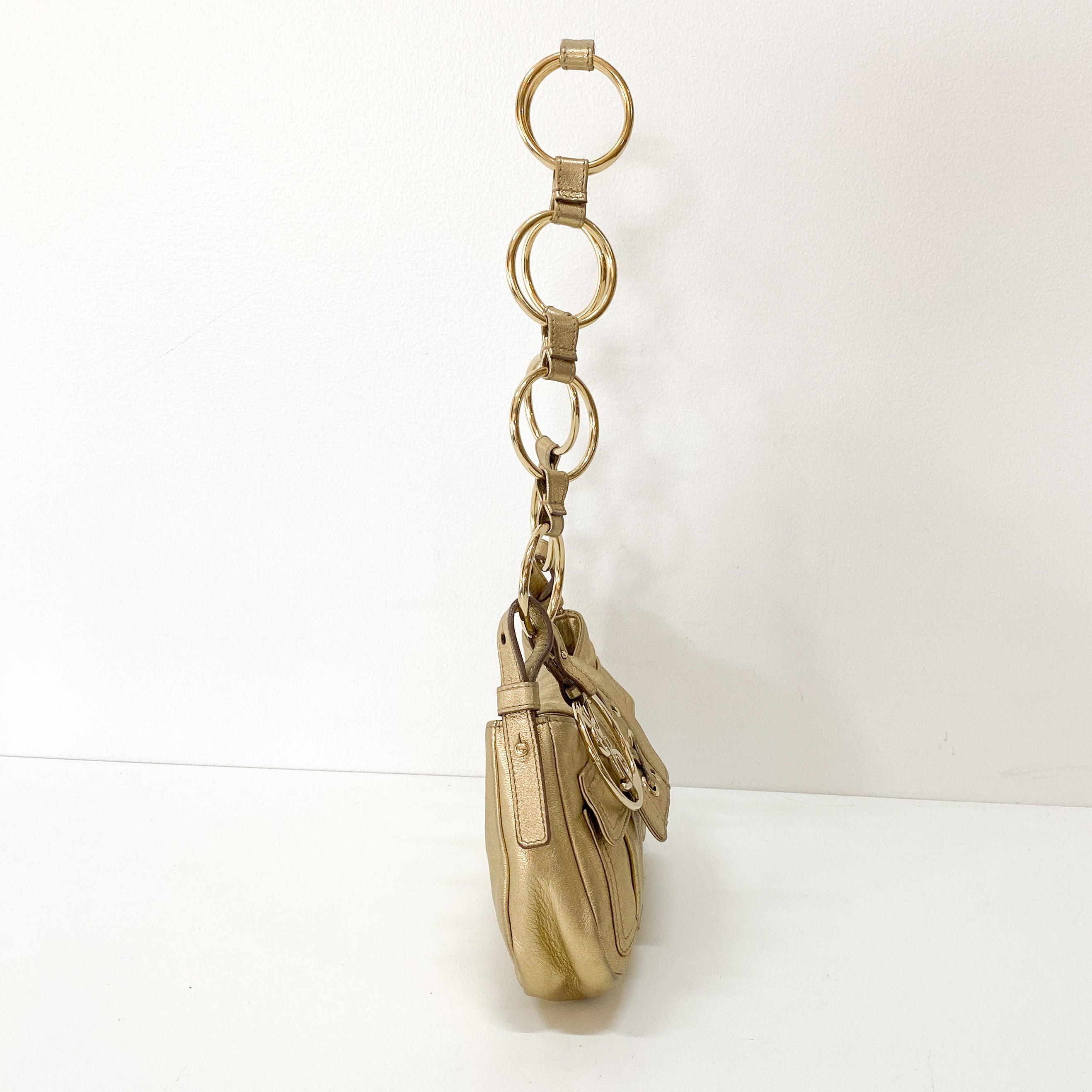 Golden Leather Shoulder Bag