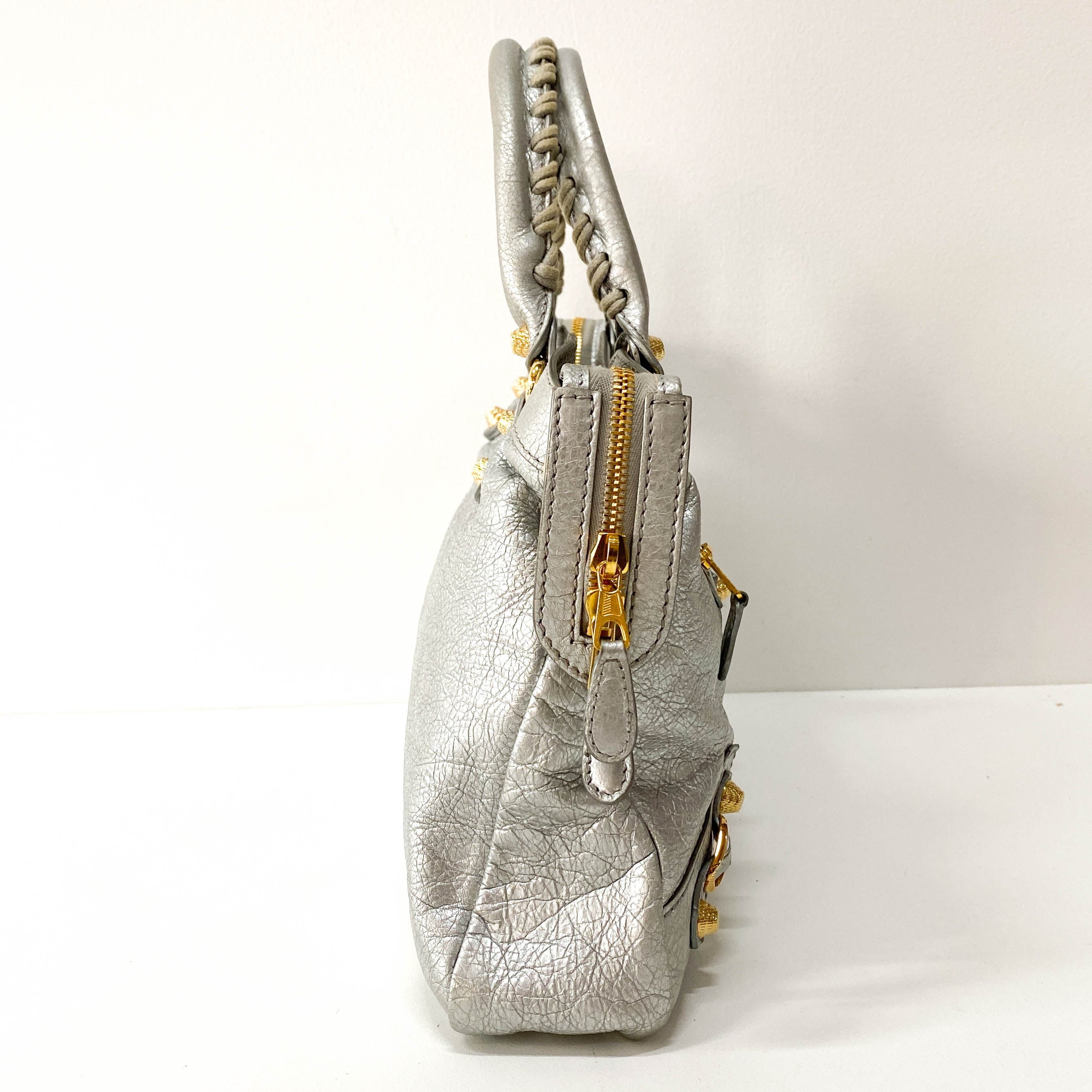 The City Metallic Silver Leather Bag