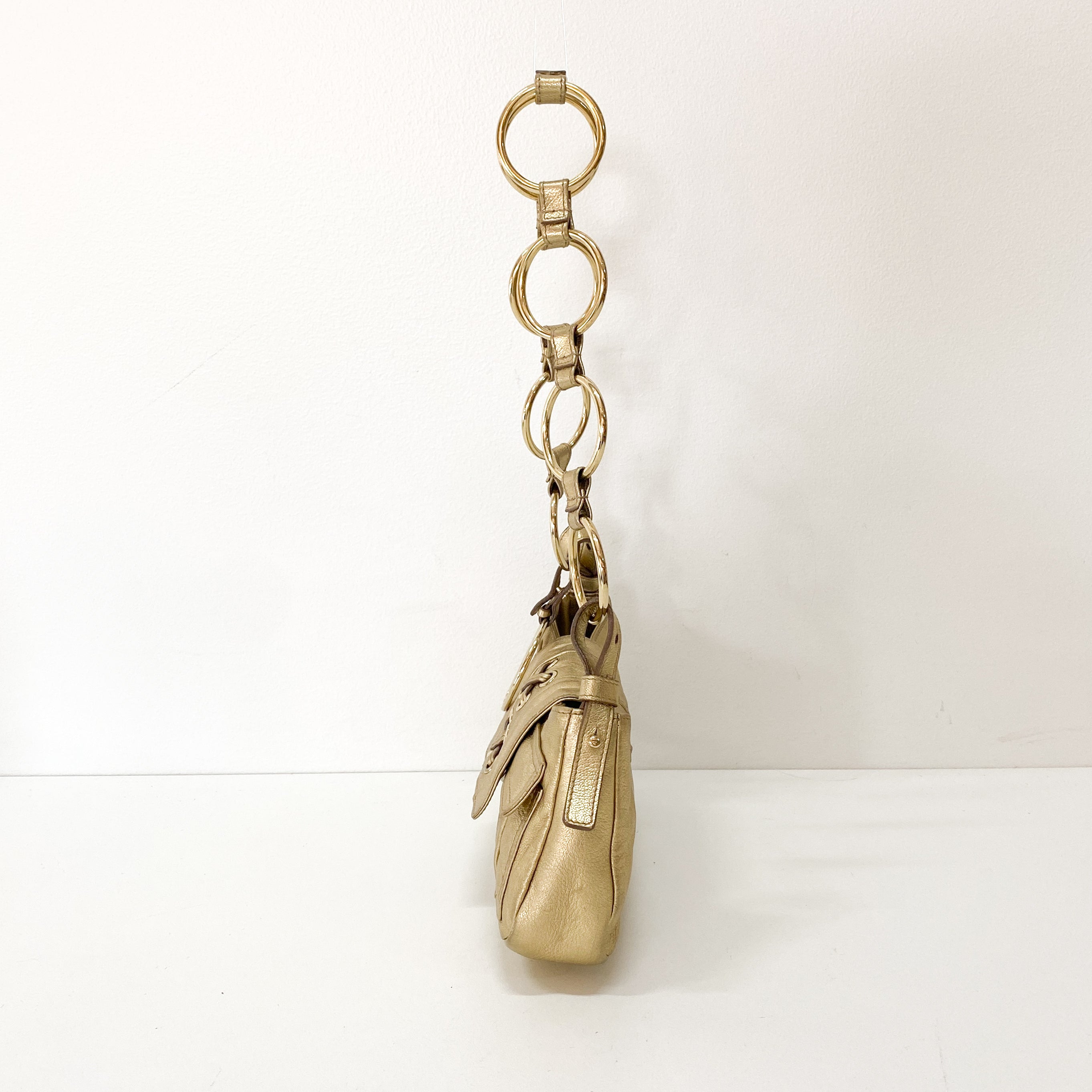 Golden Leather Shoulder Bag