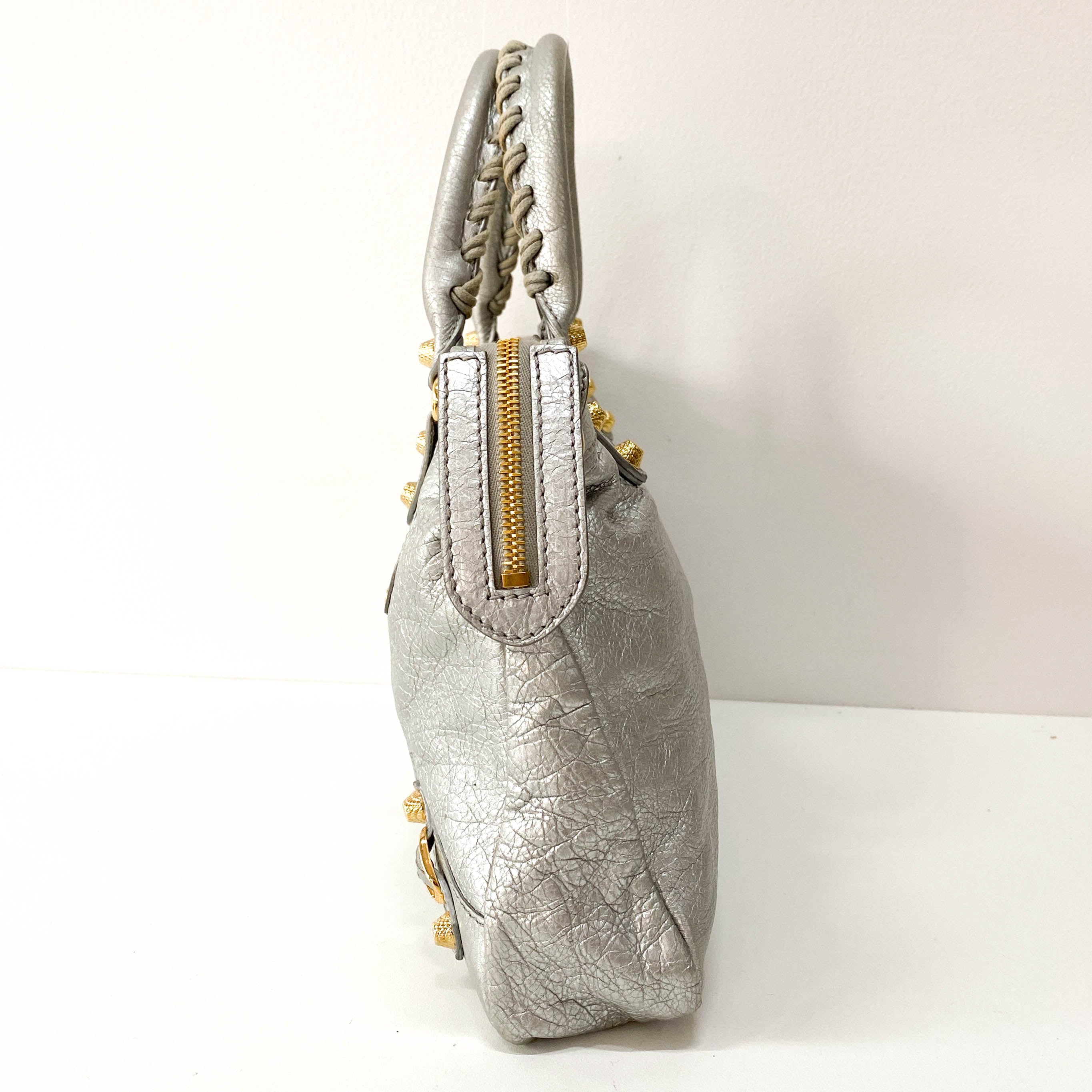 The City Metallic Silver Leather Bag