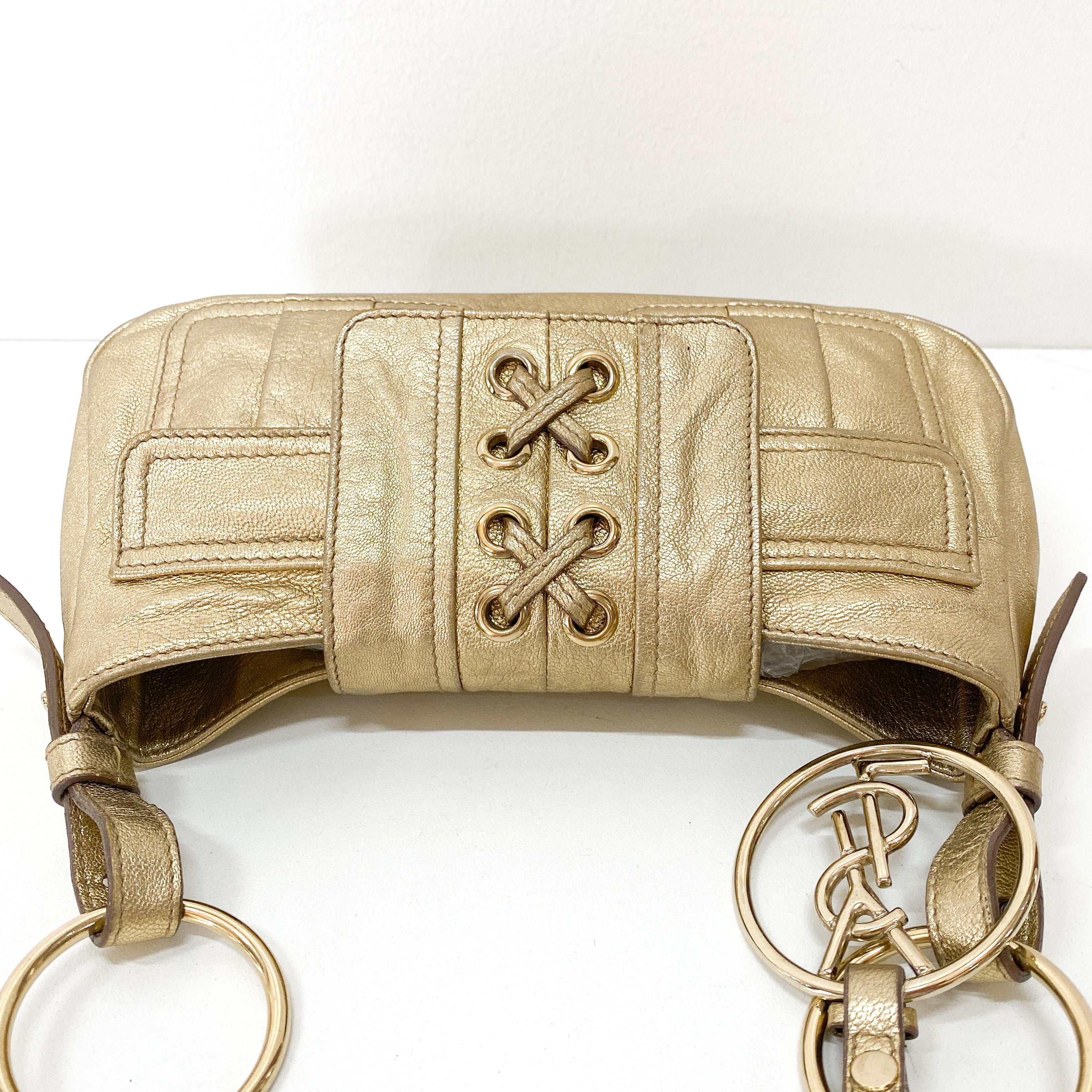 Golden Leather Shoulder Bag