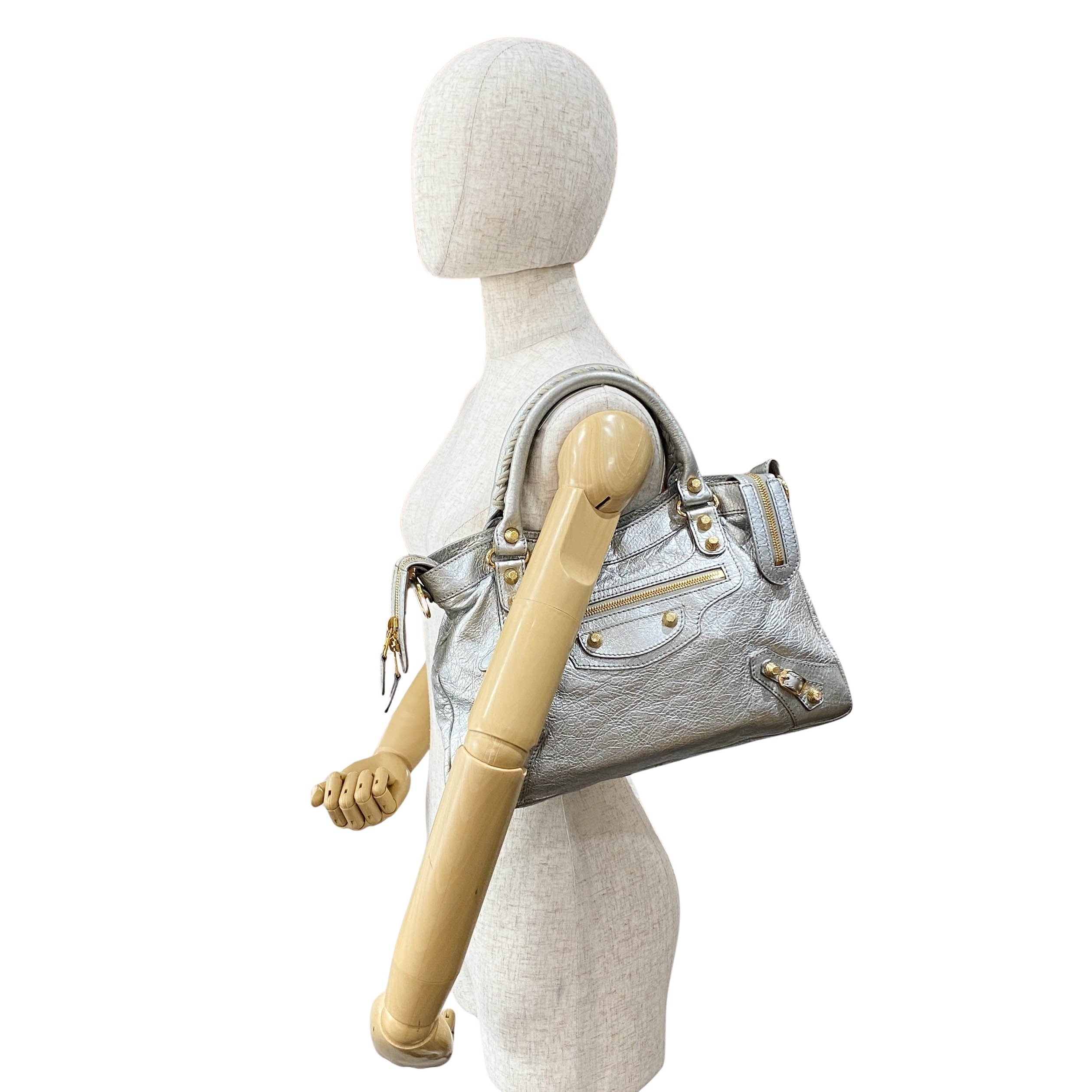 The City Metallic Silver Leather Bag