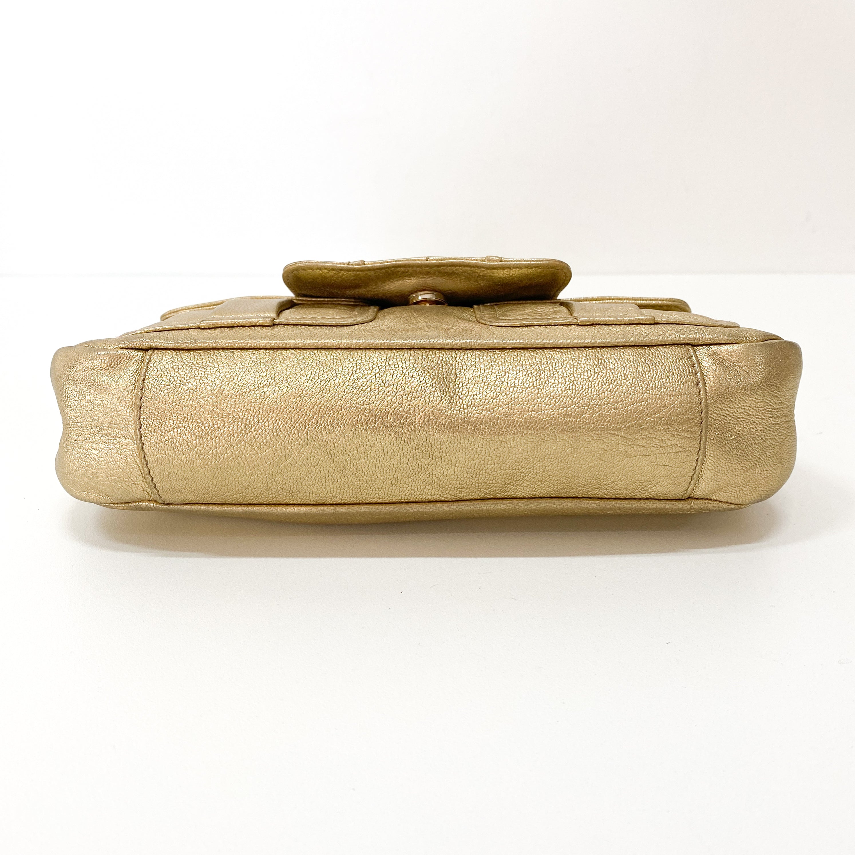 Golden Leather Shoulder Bag