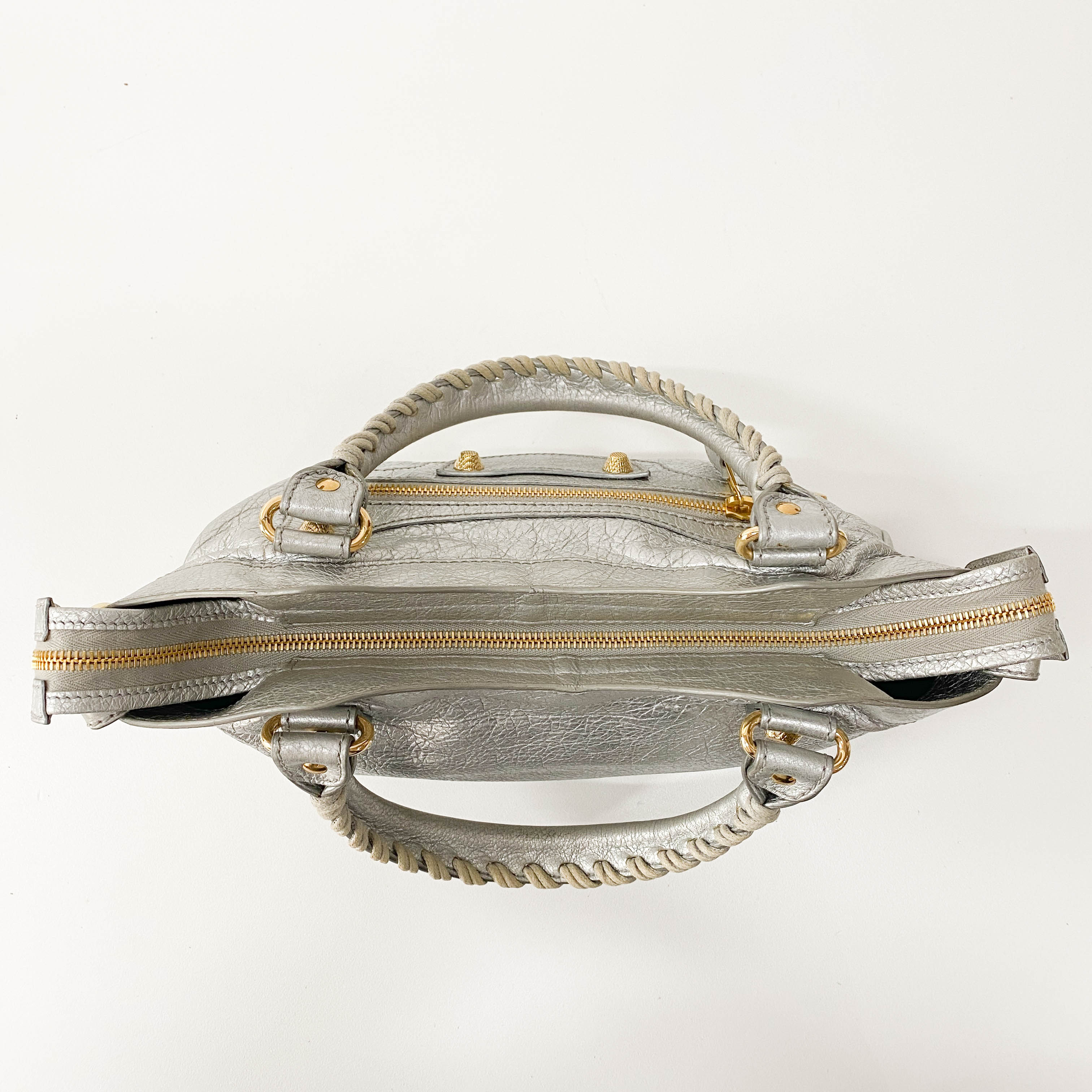 The City Metallic Silver Leather Bag