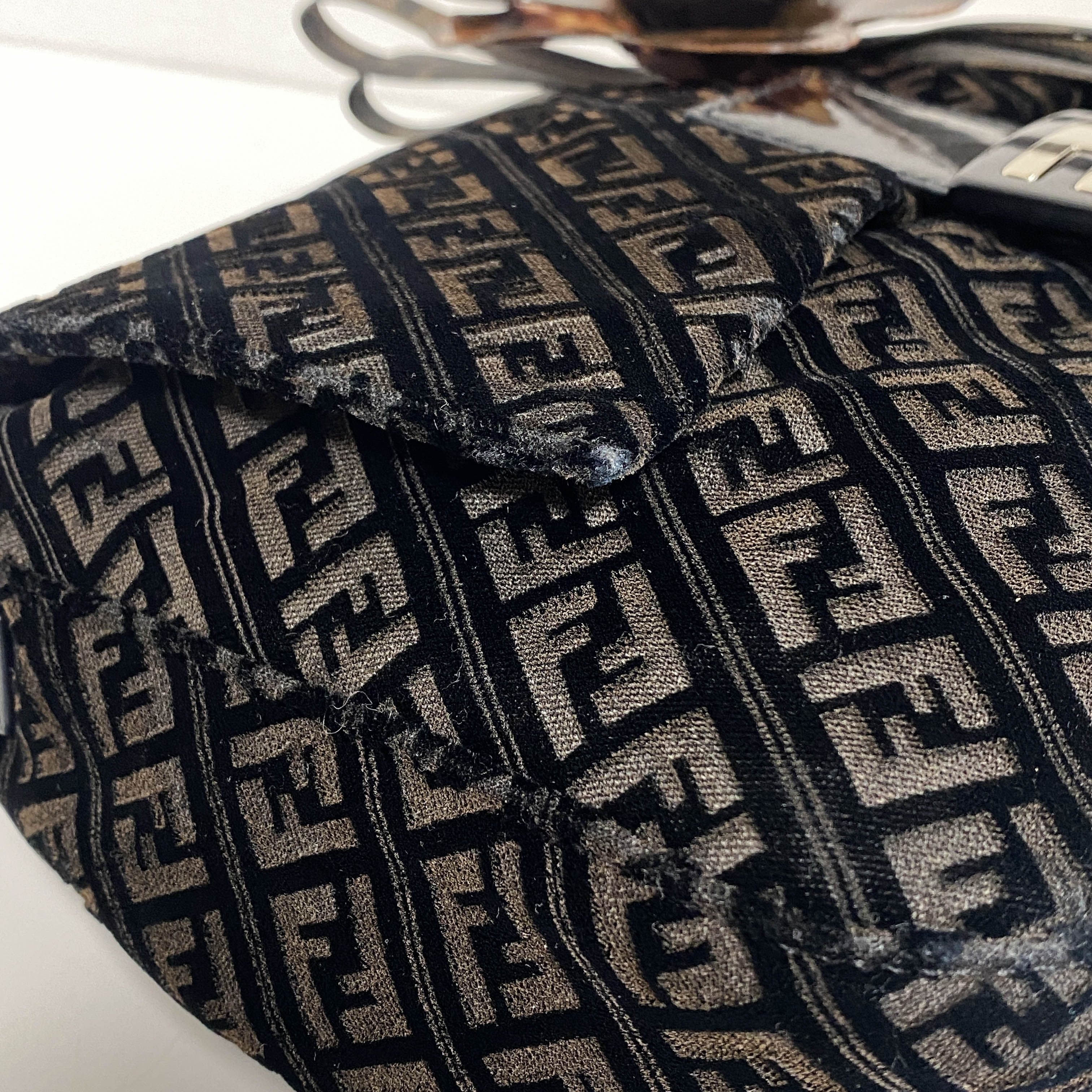 Mamma Baguette Black Velvet Shoulder Bag with Floral Corsage