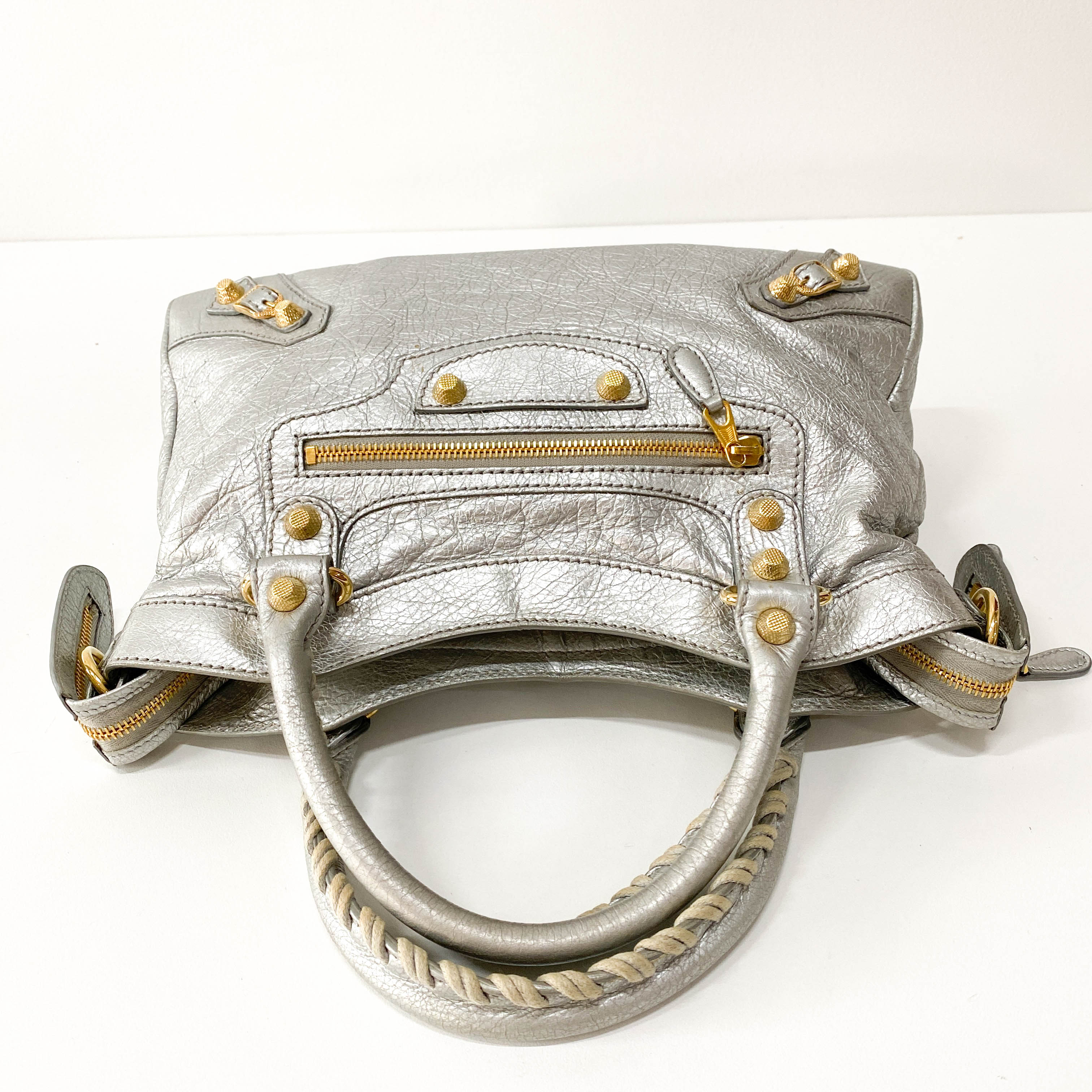 The City Metallic Silver Leather Bag
