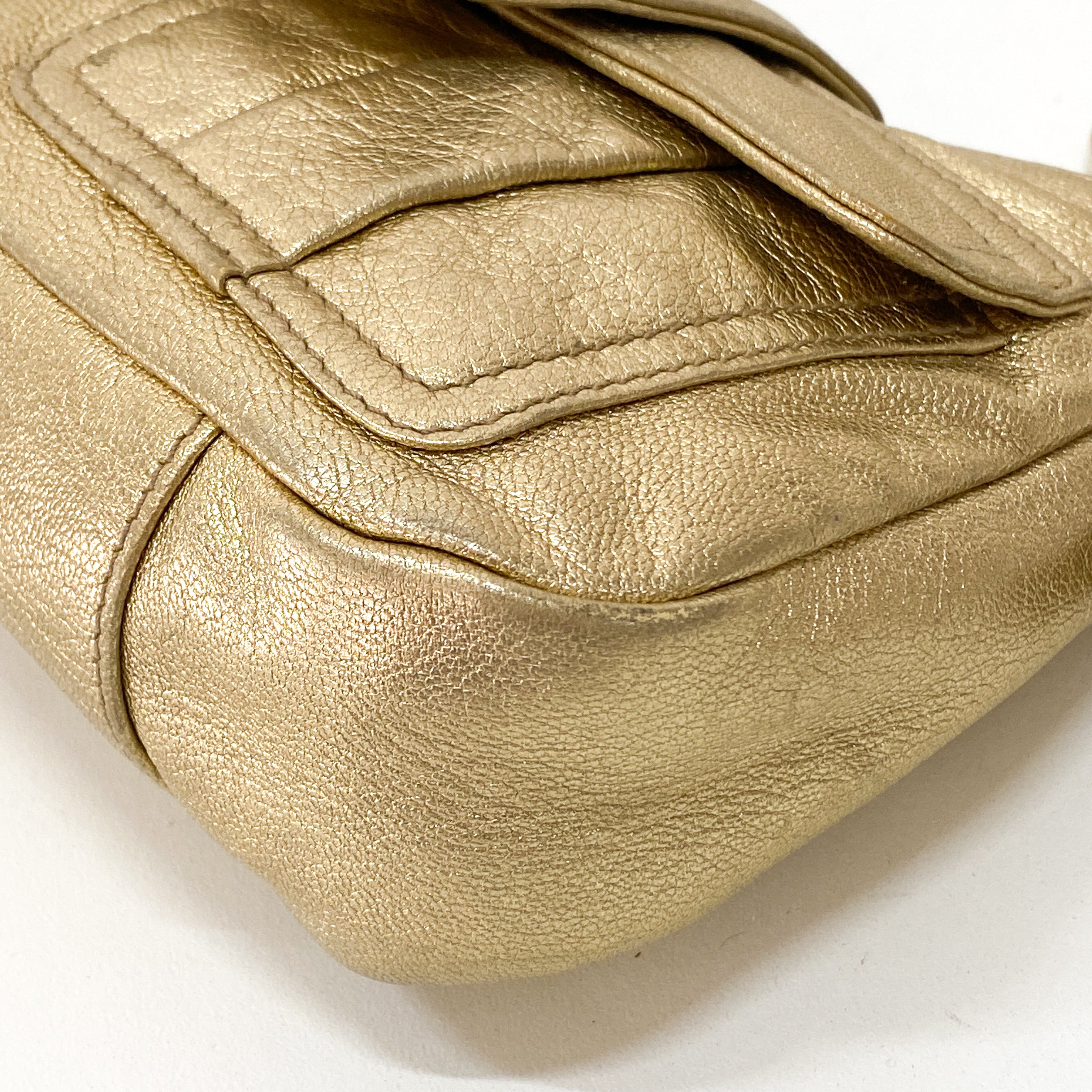 Golden Leather Shoulder Bag