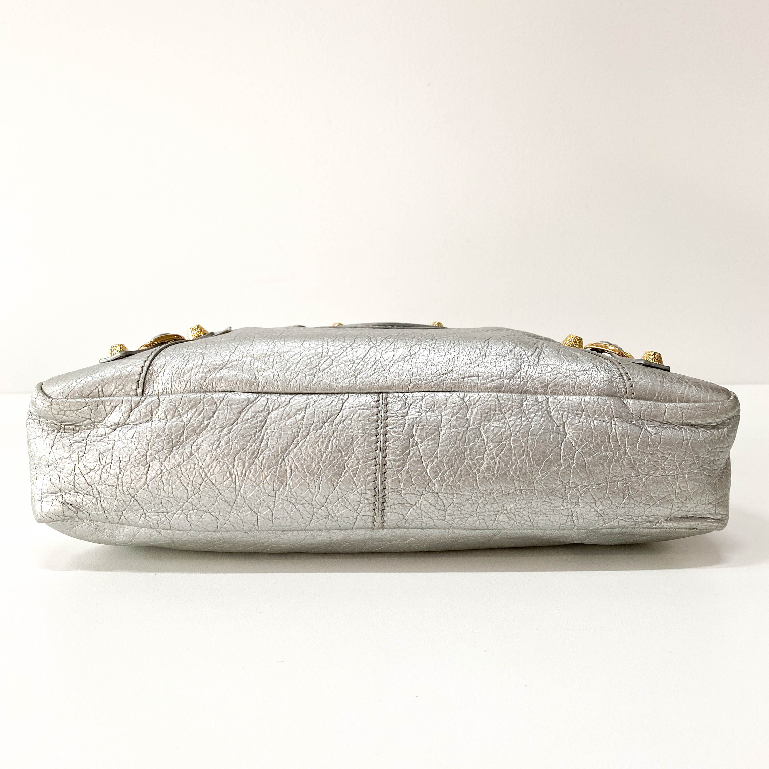 The City Metallic Silver Leather Bag