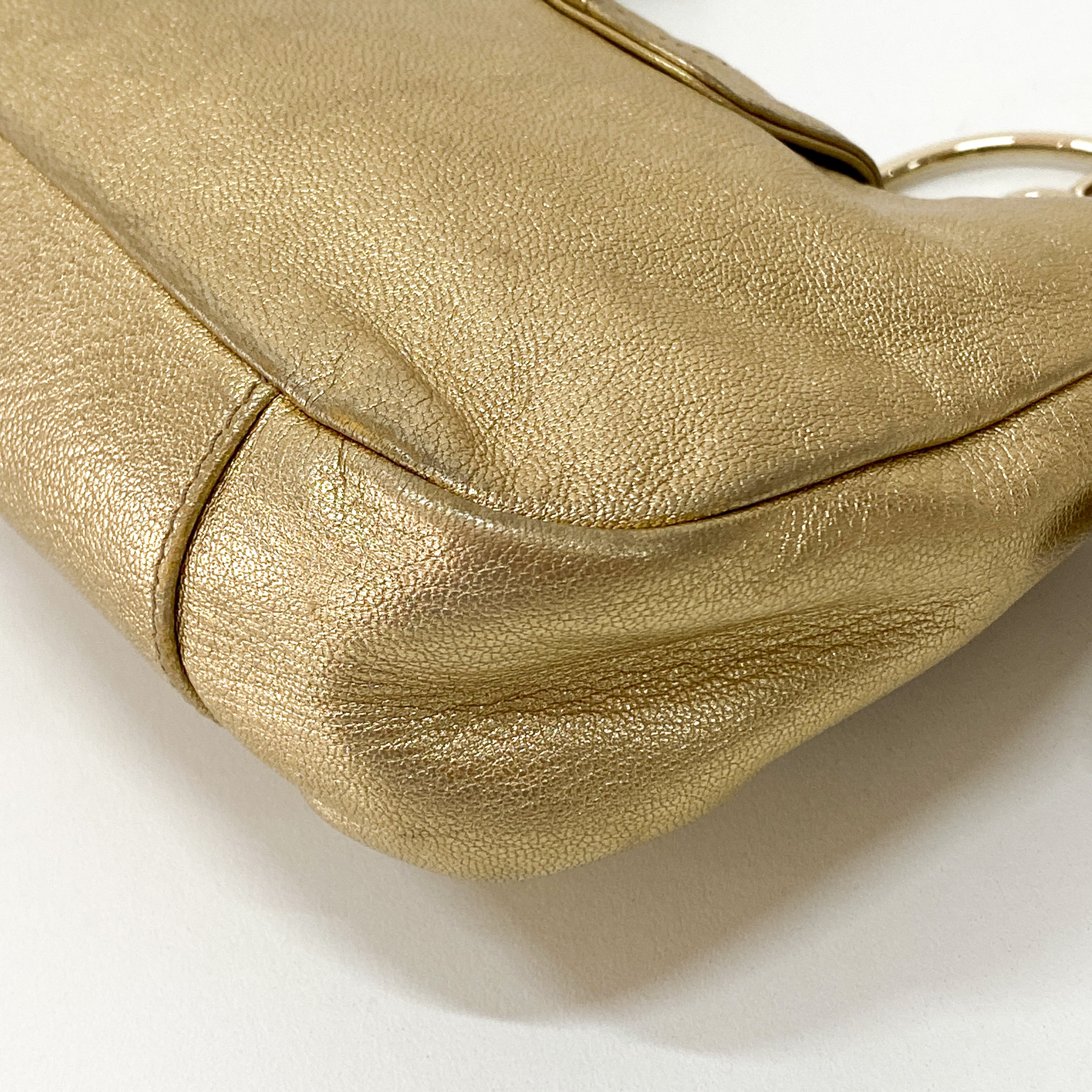 Golden Leather Shoulder Bag