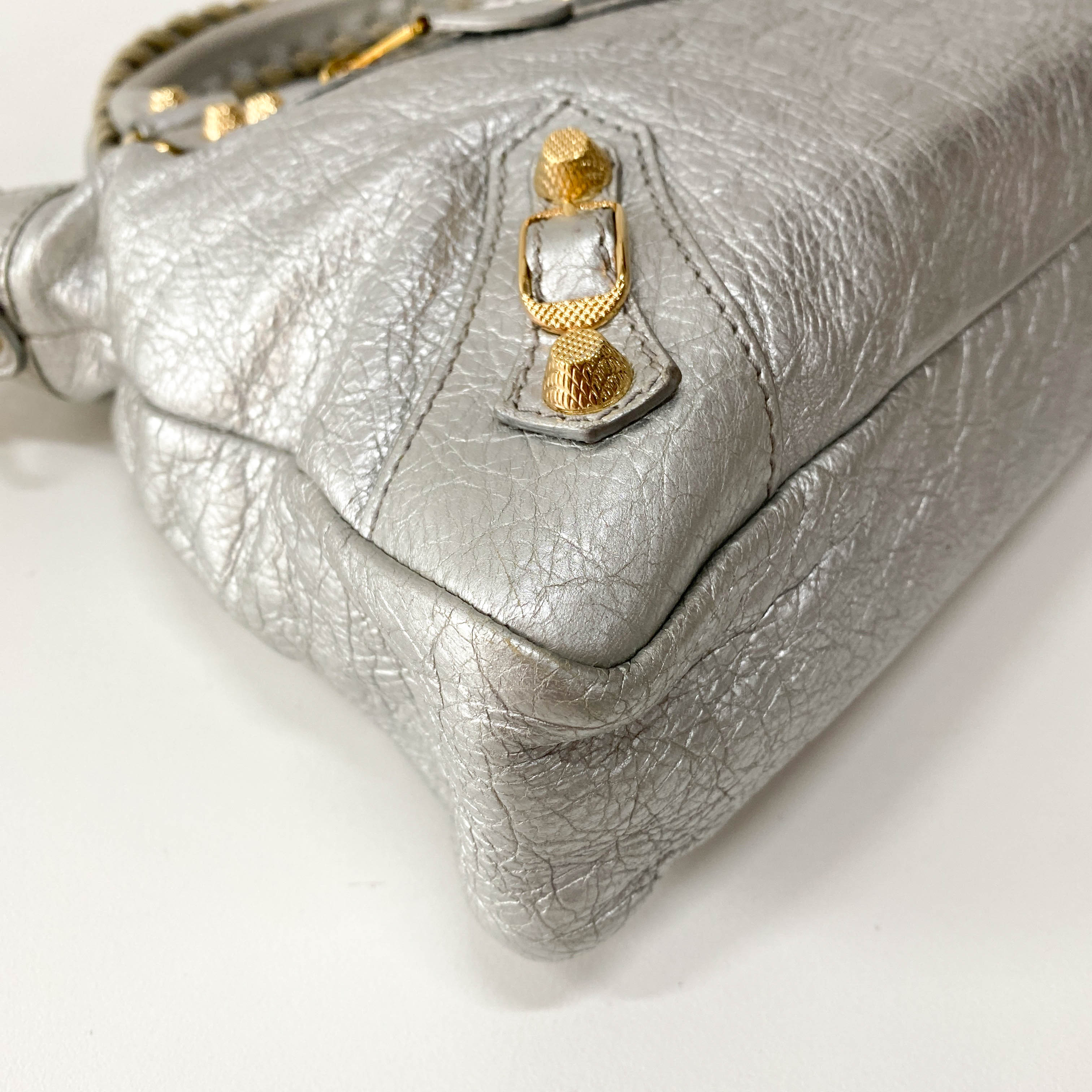 The City Metallic Silver Leather Bag
