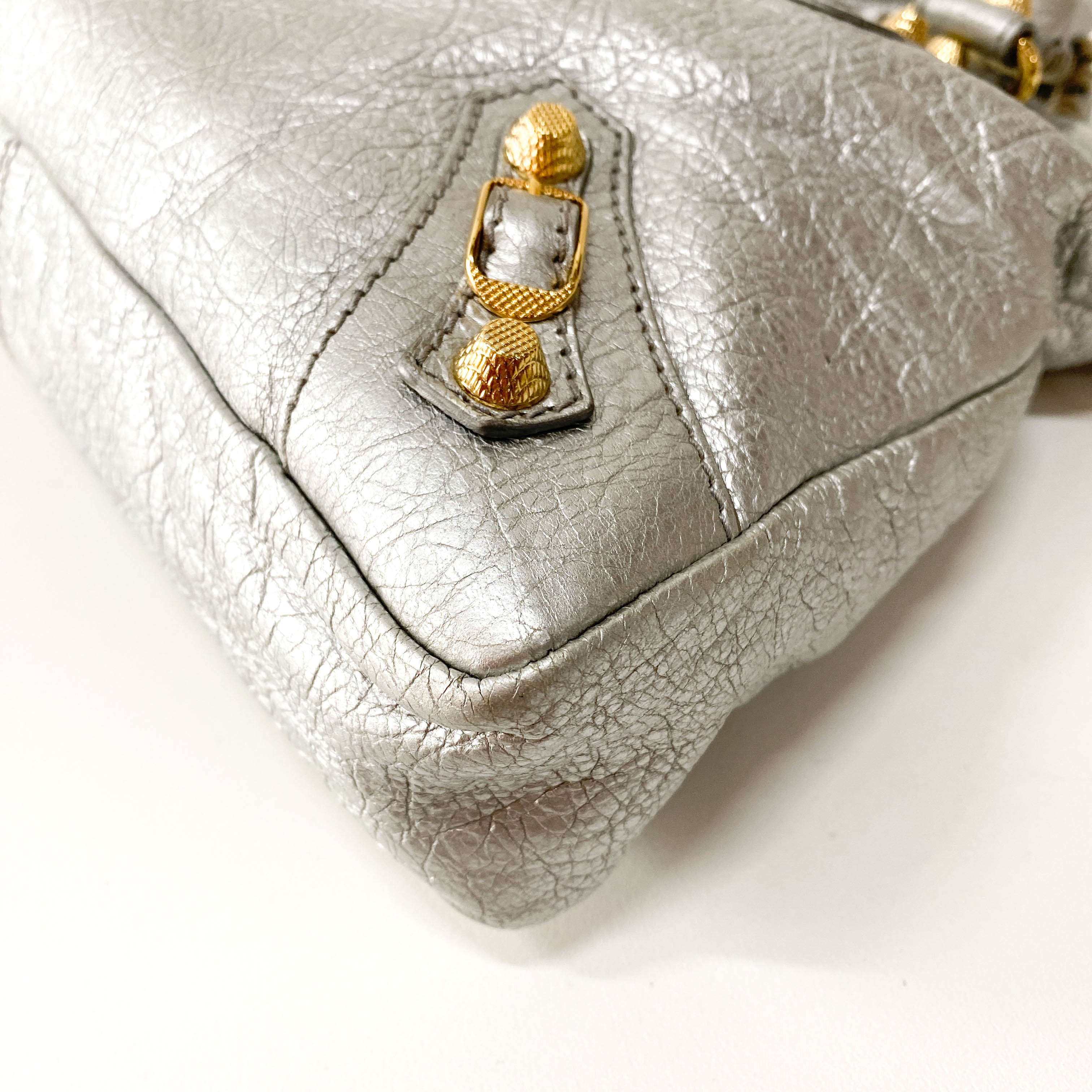 The City Metallic Silver Leather Bag