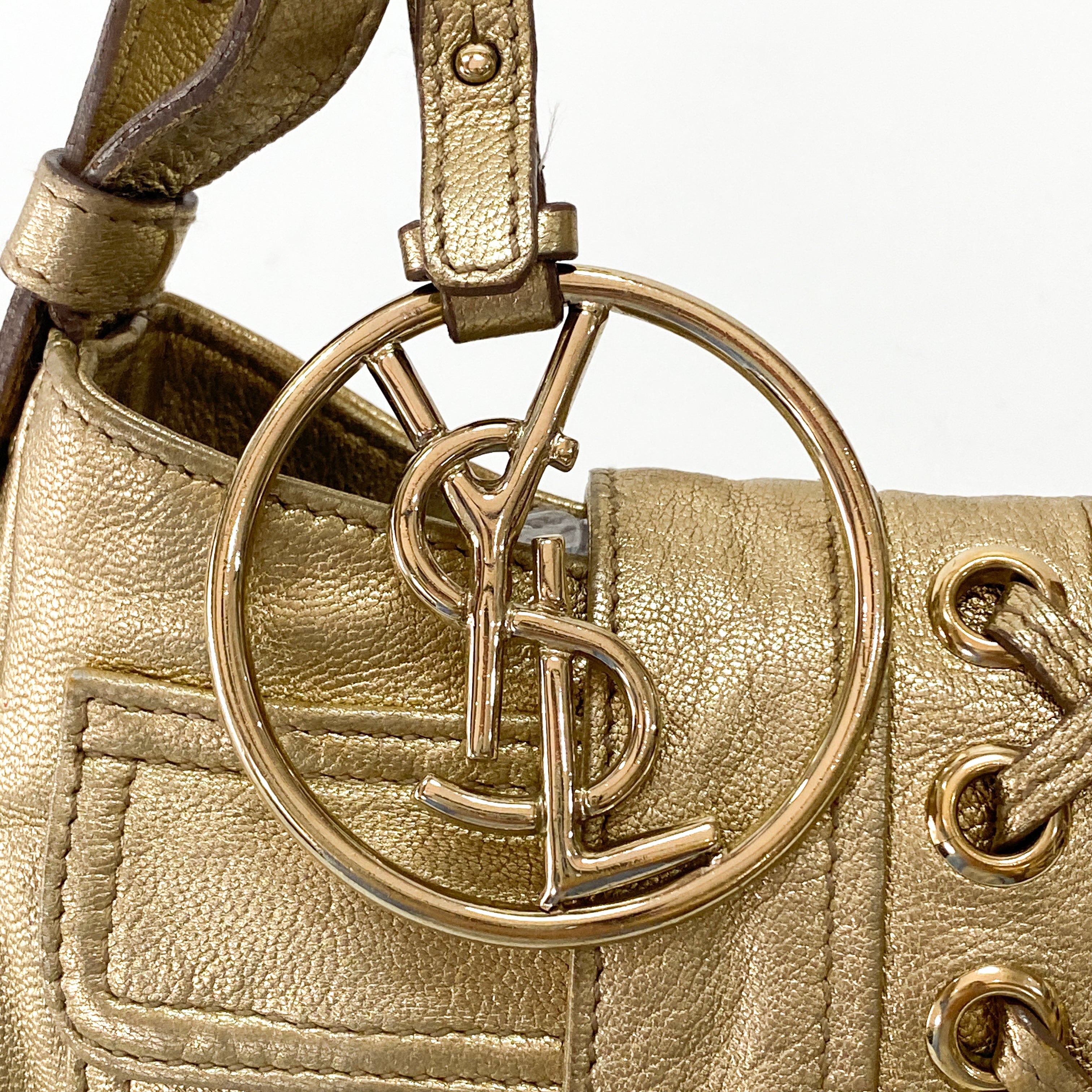 Golden Leather Shoulder Bag