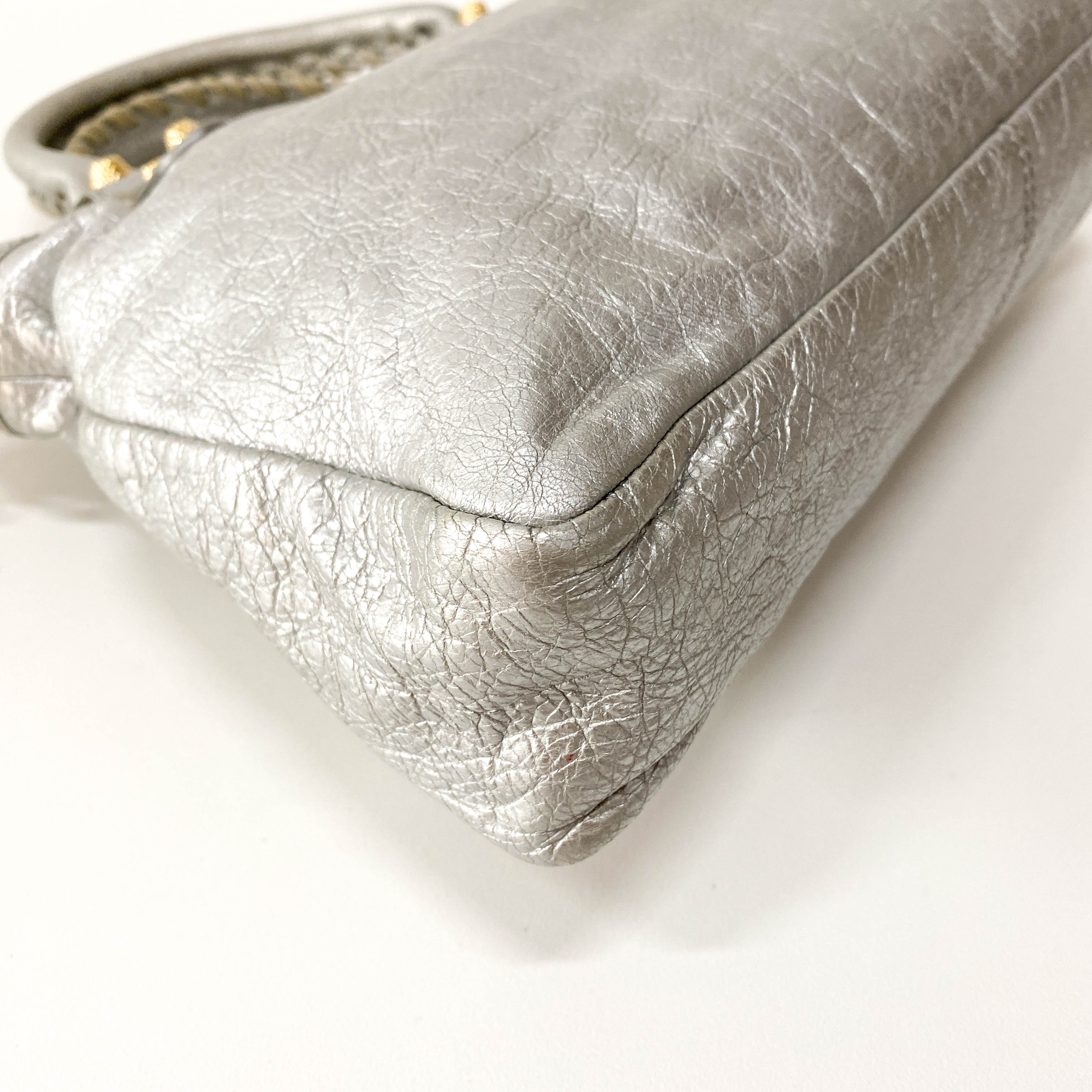 The City Metallic Silver Leather Bag