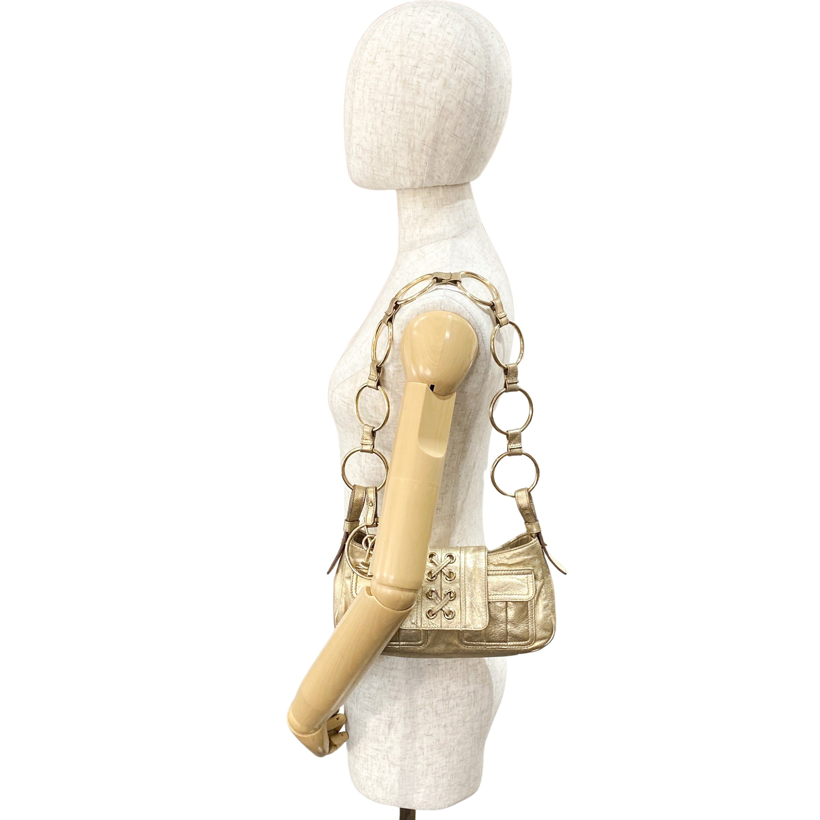 Golden Leather Shoulder Bag