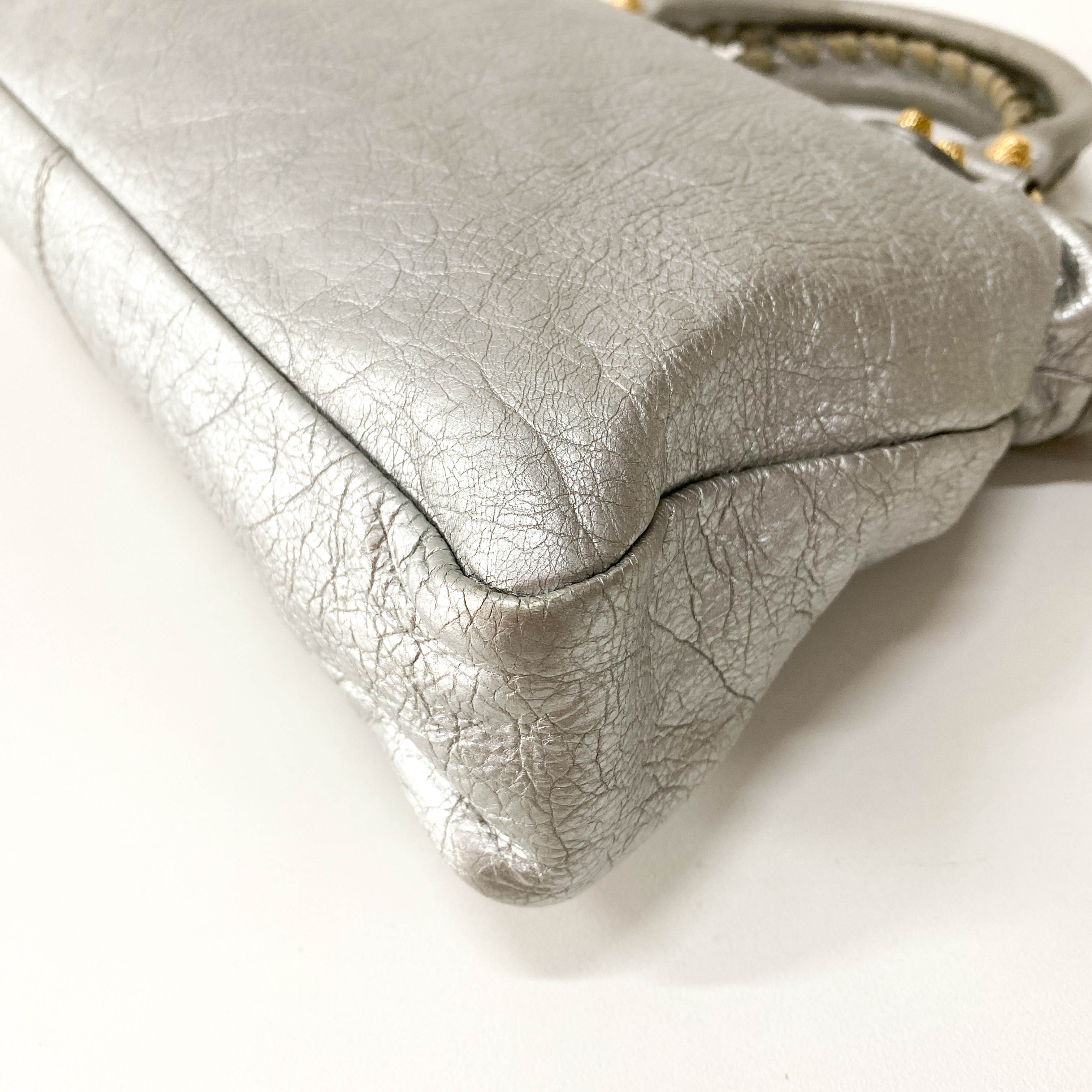 The City Metallic Silver Leather Bag
