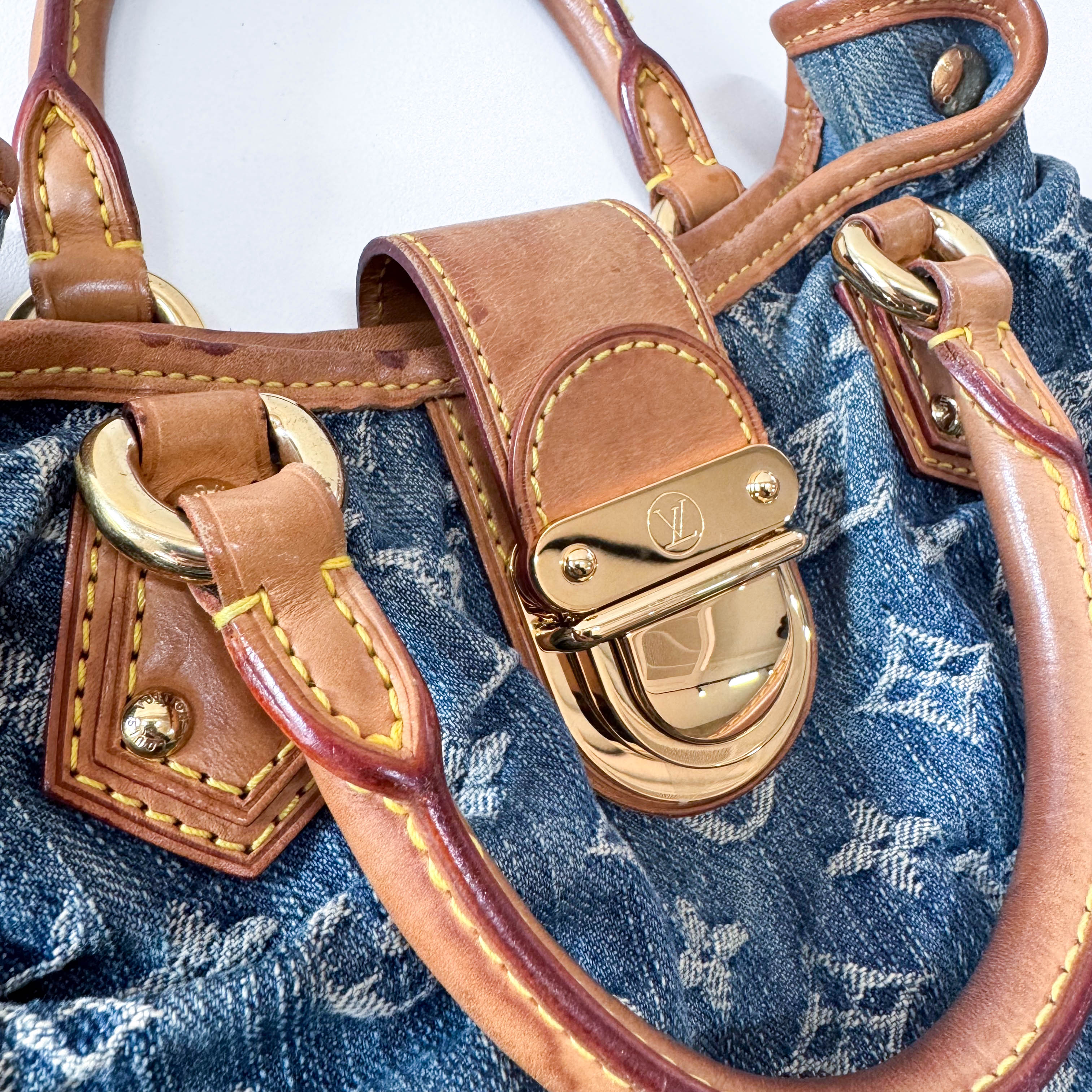 Blue Denim Monogram Pleaty Handbag