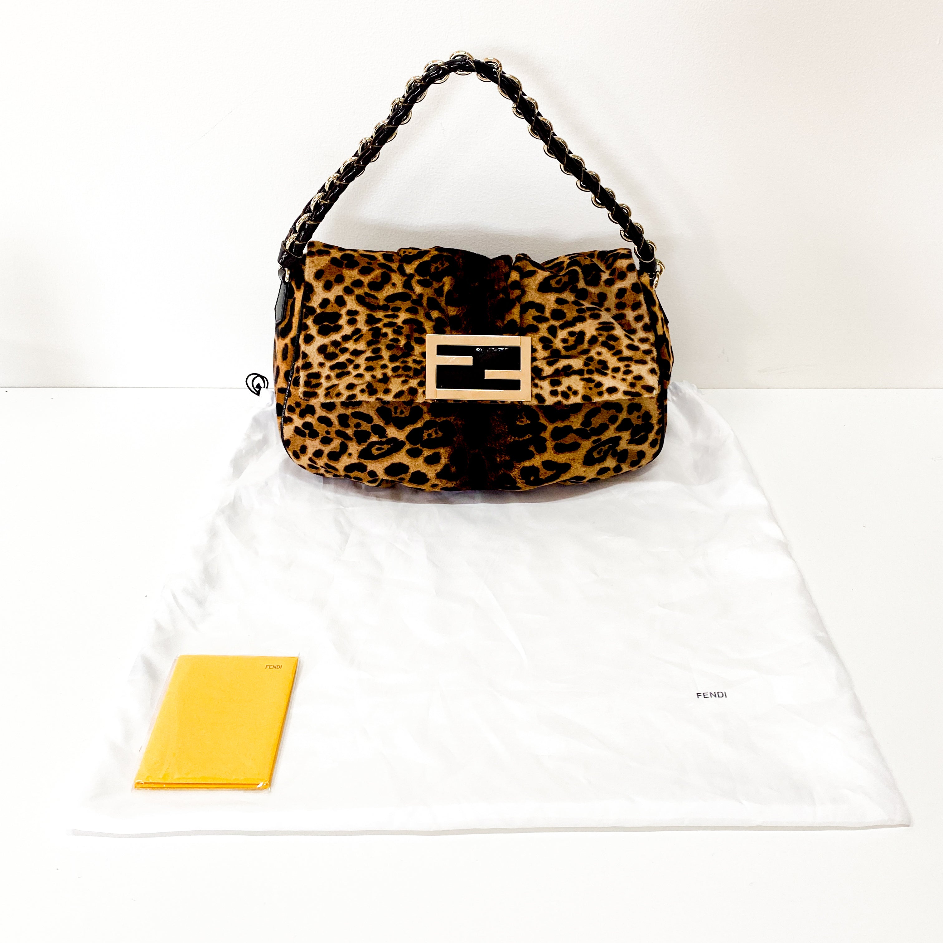 Mamma Baguette Leopard Print Pony Hair Shoulder Bag
