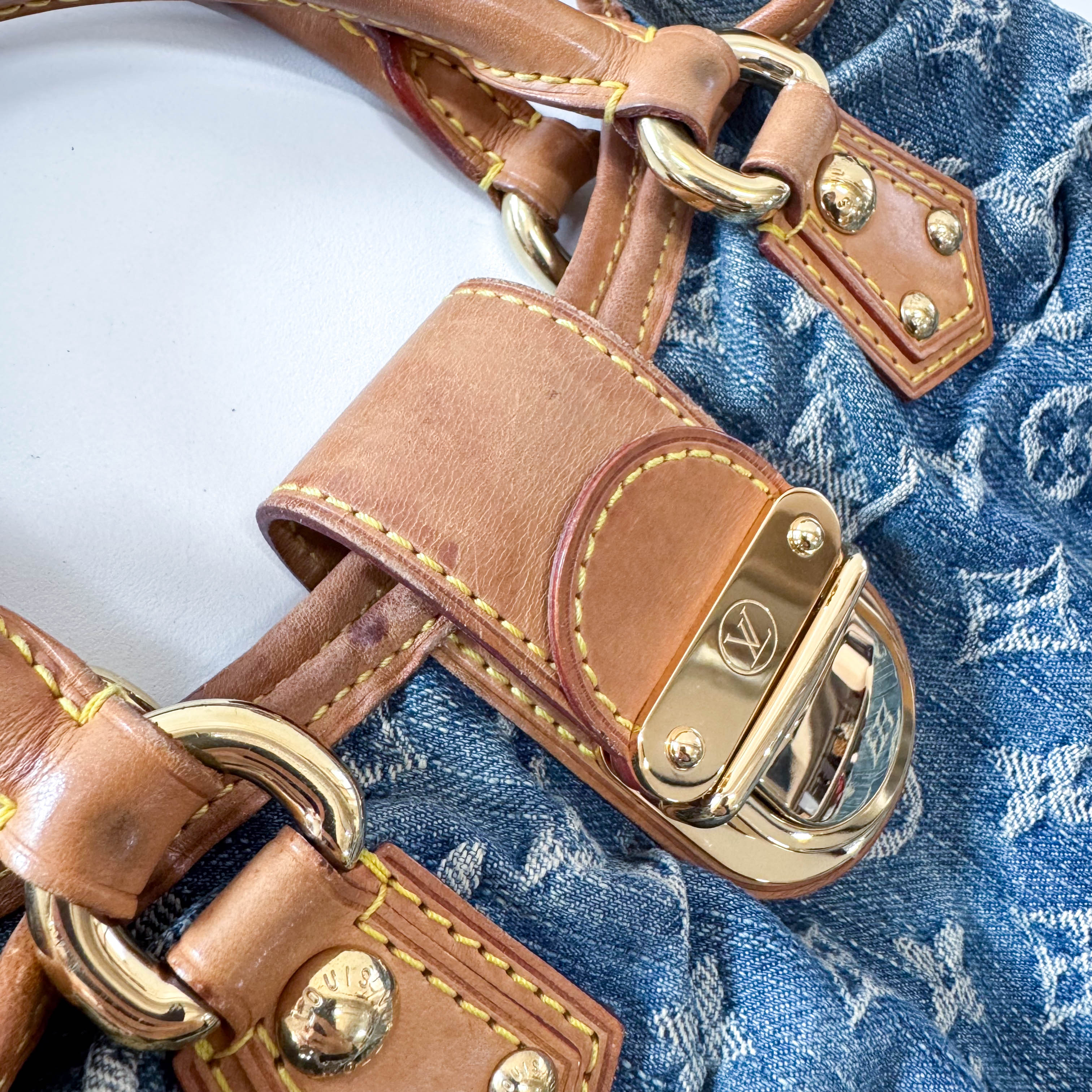 Blue Denim Monogram Pleaty Handbag