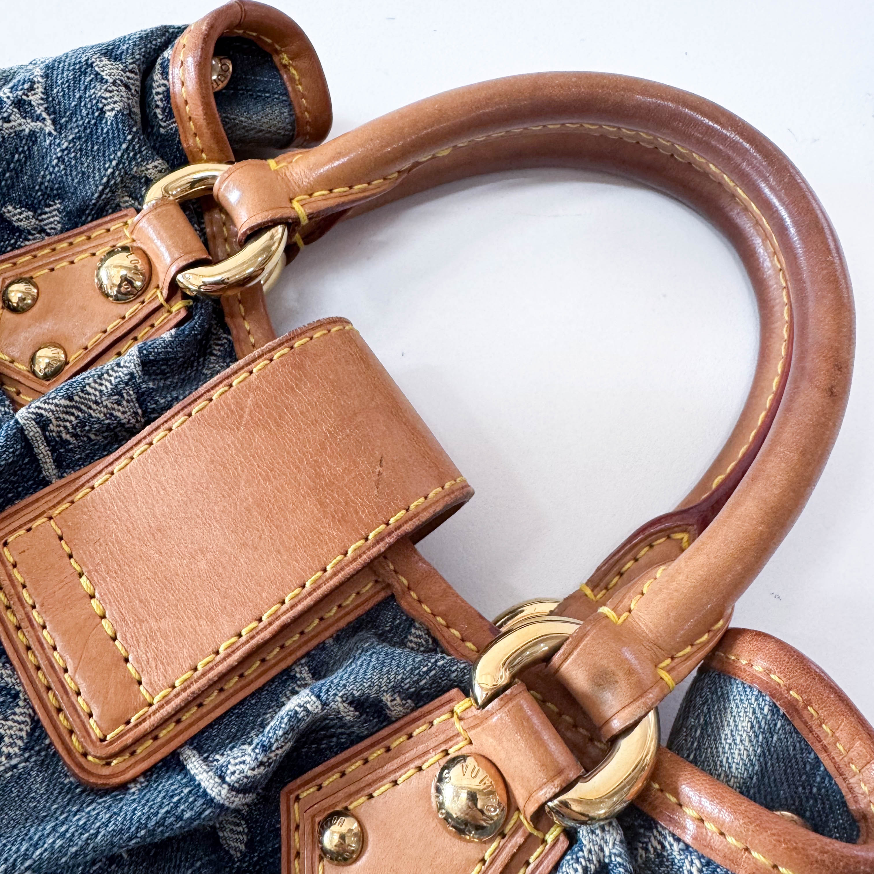 Blue Denim Monogram Pleaty Handbag