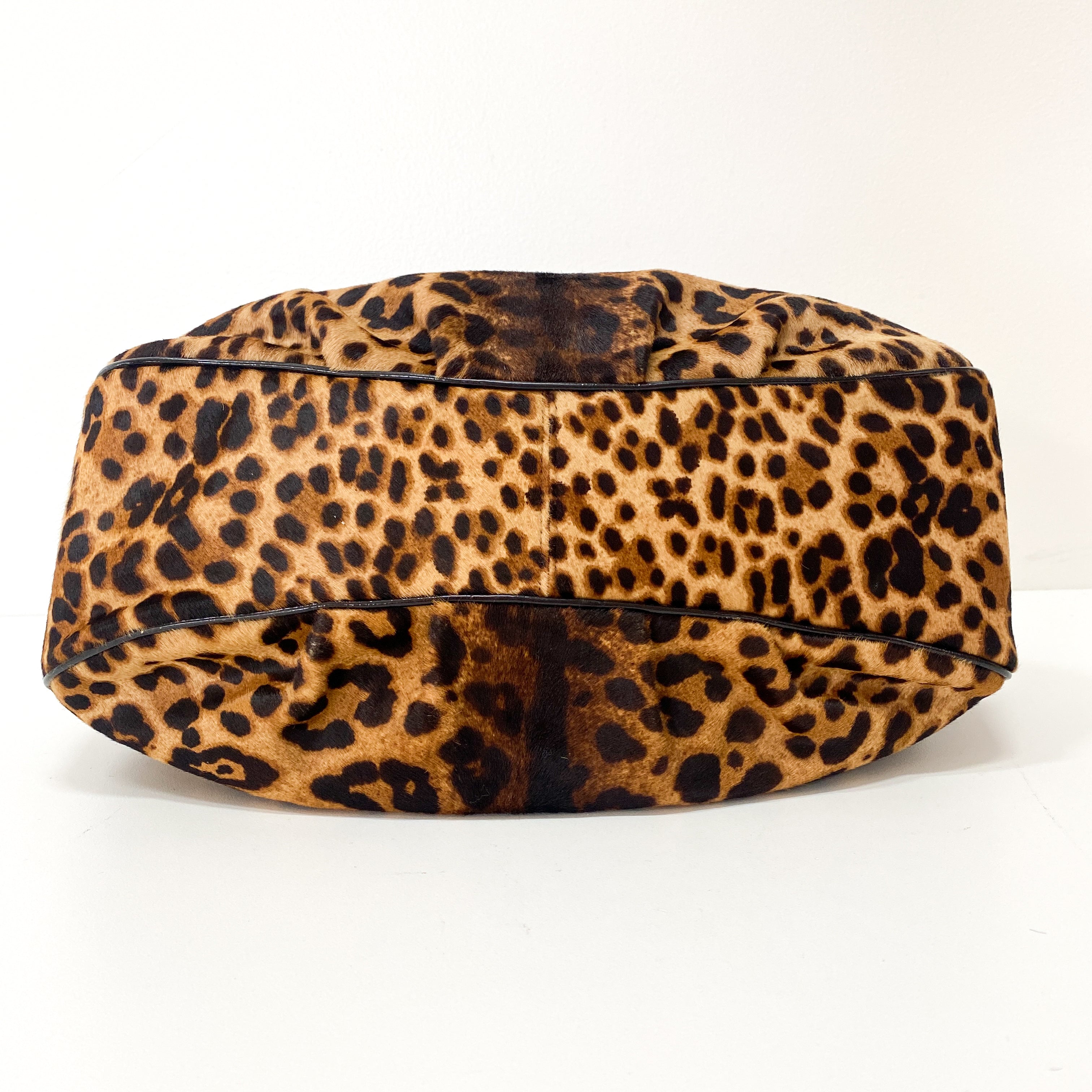Mamma Baguette Leopard Print Pony Hair Shoulder Bag