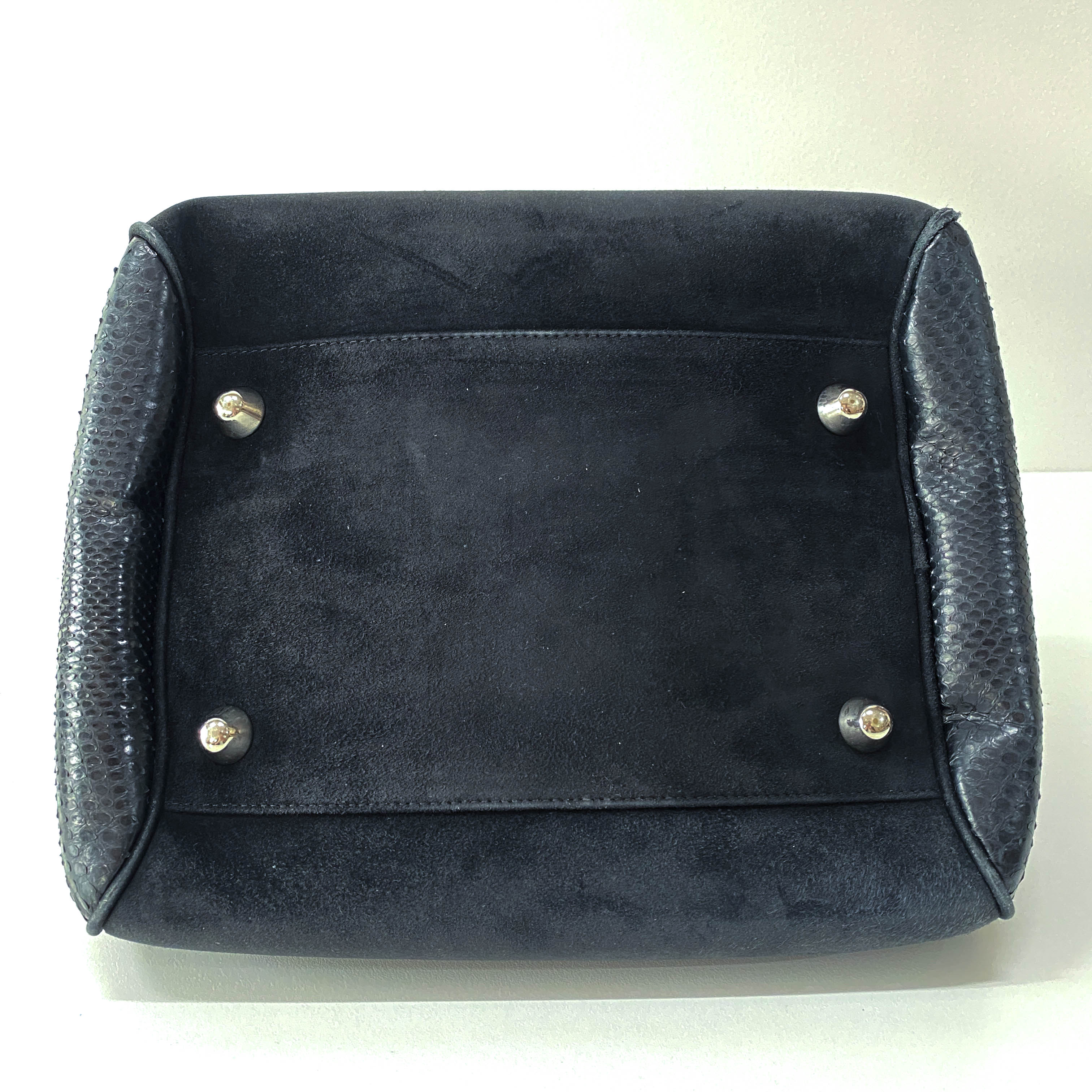 Gambler Black Suede & Python Leather Boston Bag