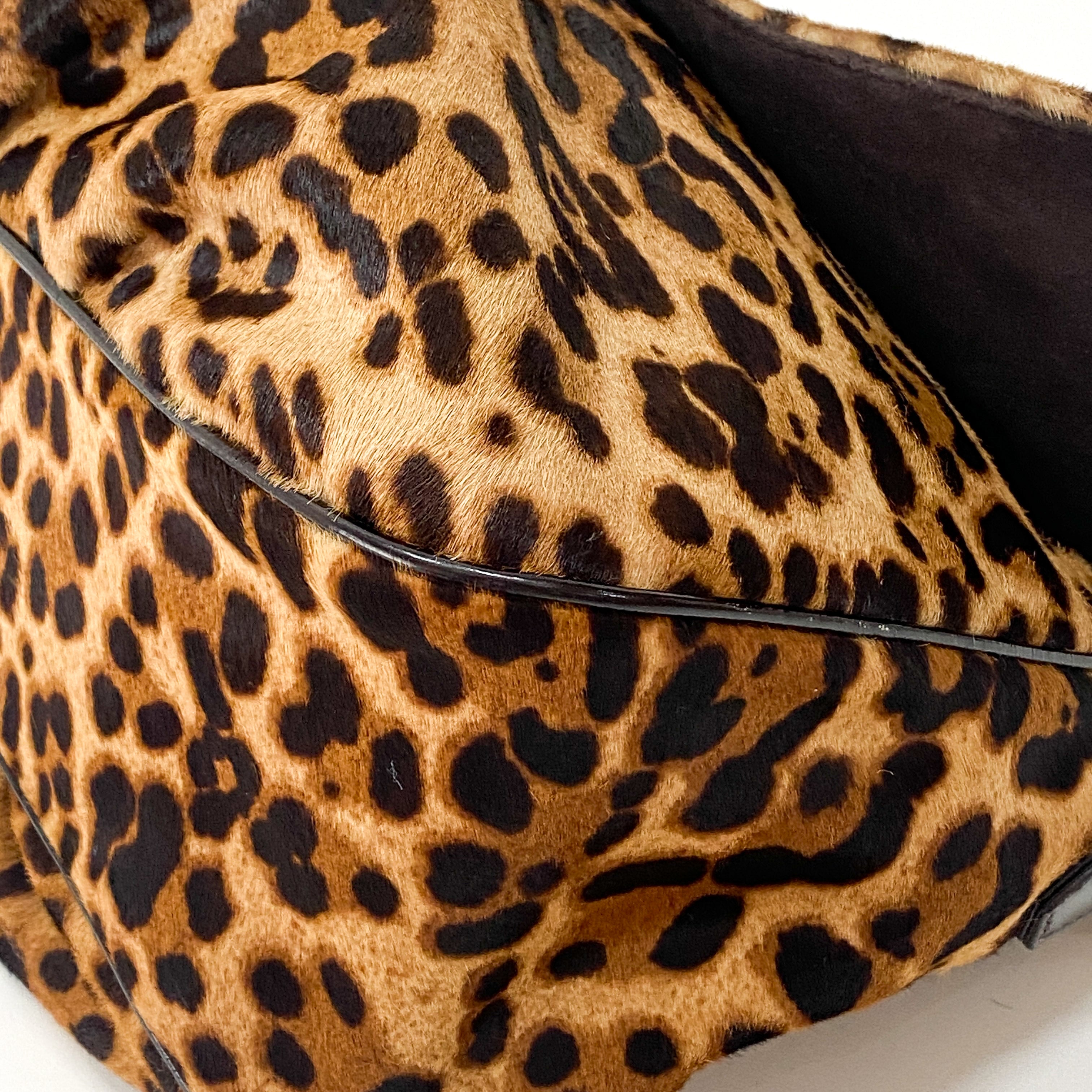 Mamma Baguette Leopard Print Pony Hair Shoulder Bag