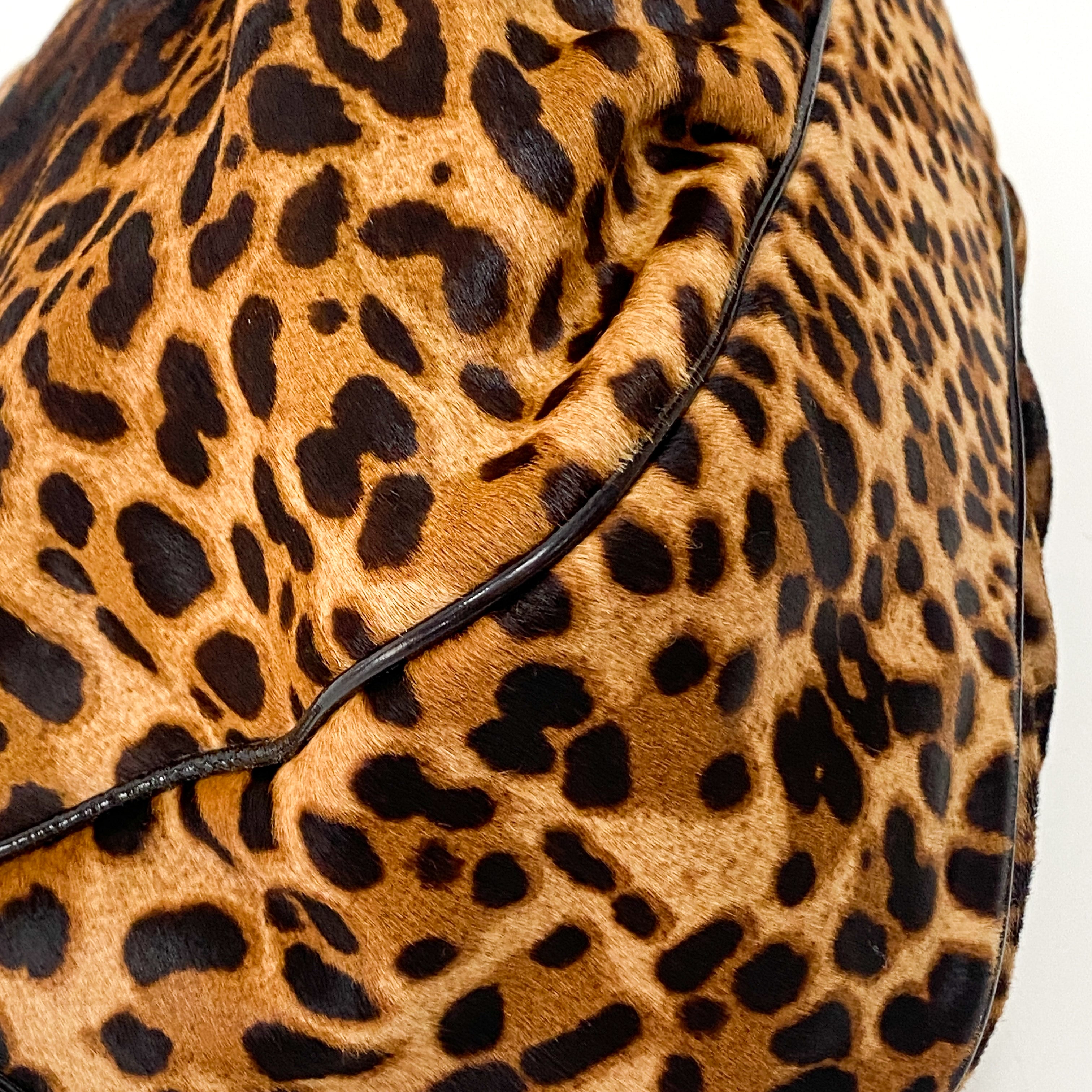 Mamma Baguette Leopard Print Pony Hair Shoulder Bag