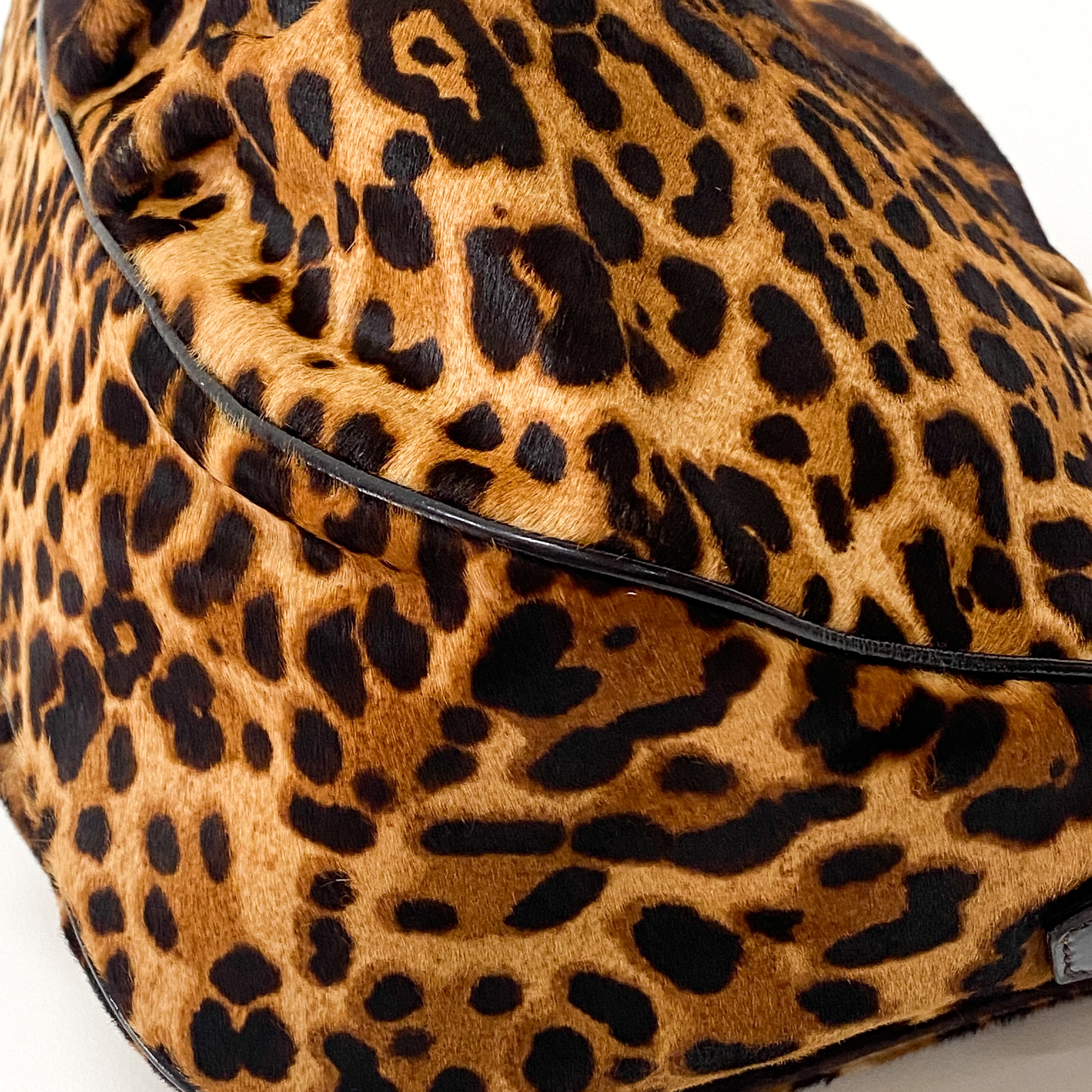 Mamma Baguette Leopard Print Pony Hair Shoulder Bag