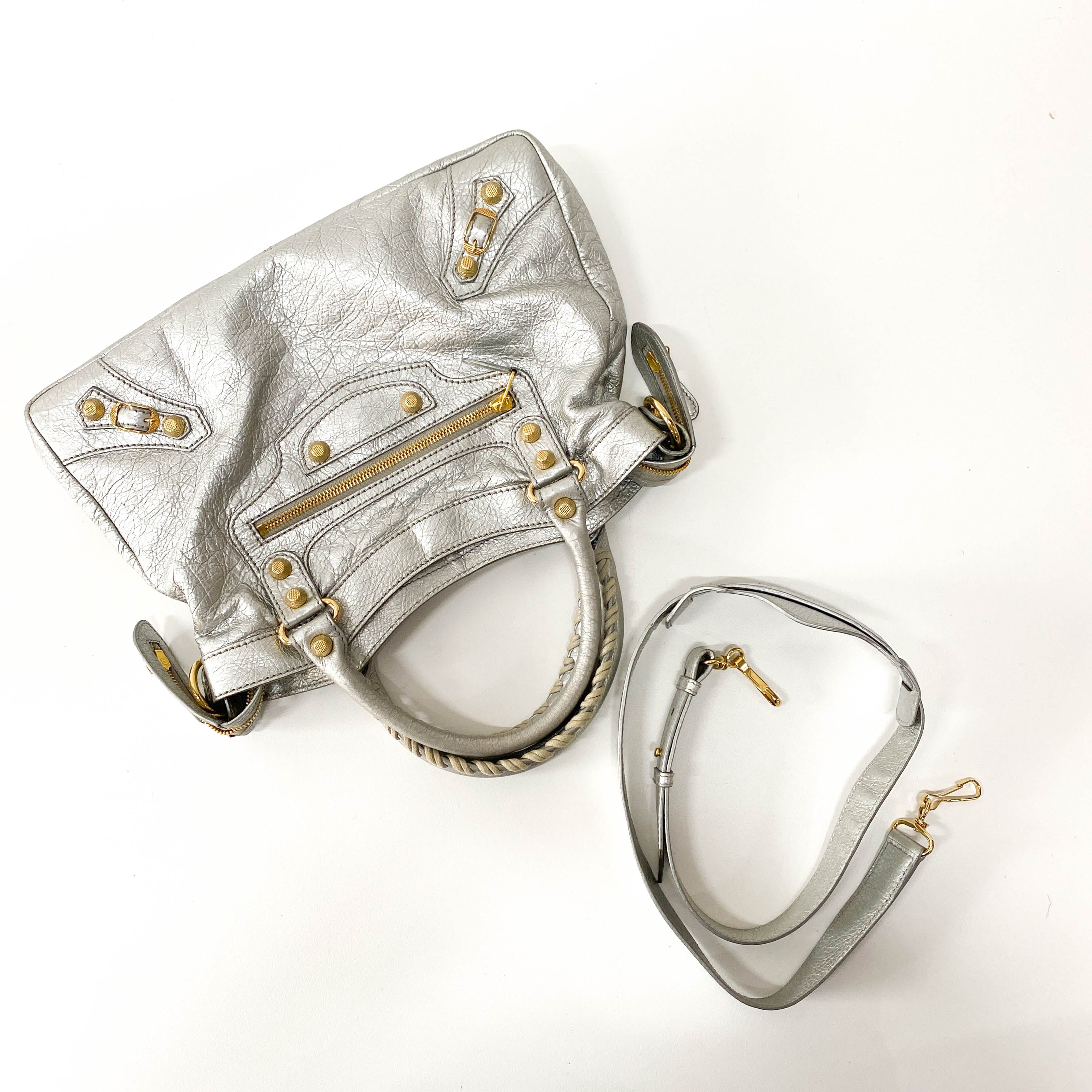 The City Metallic Silver Leather Bag