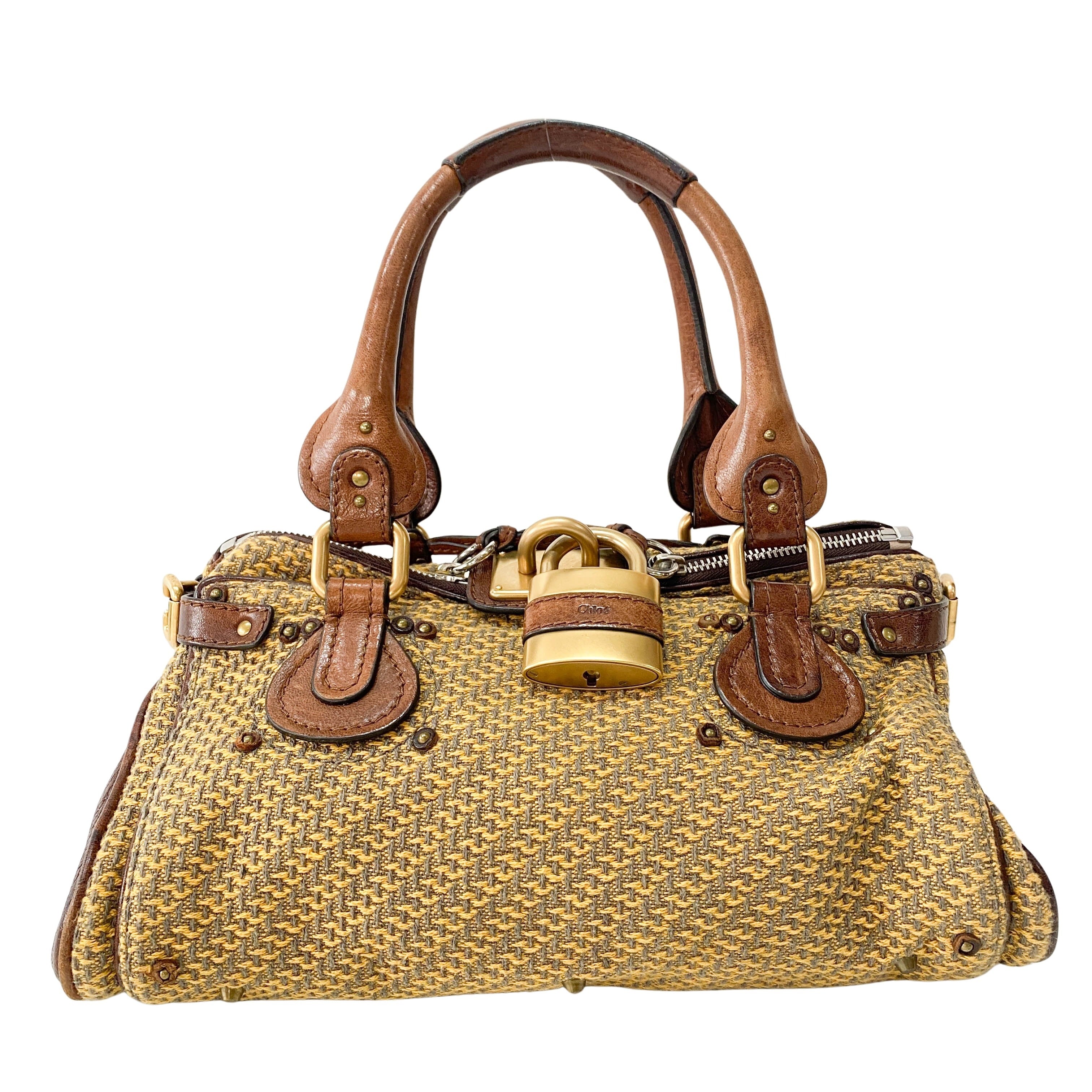 Paddington Yelow/Brown Leather Tweed Handbag