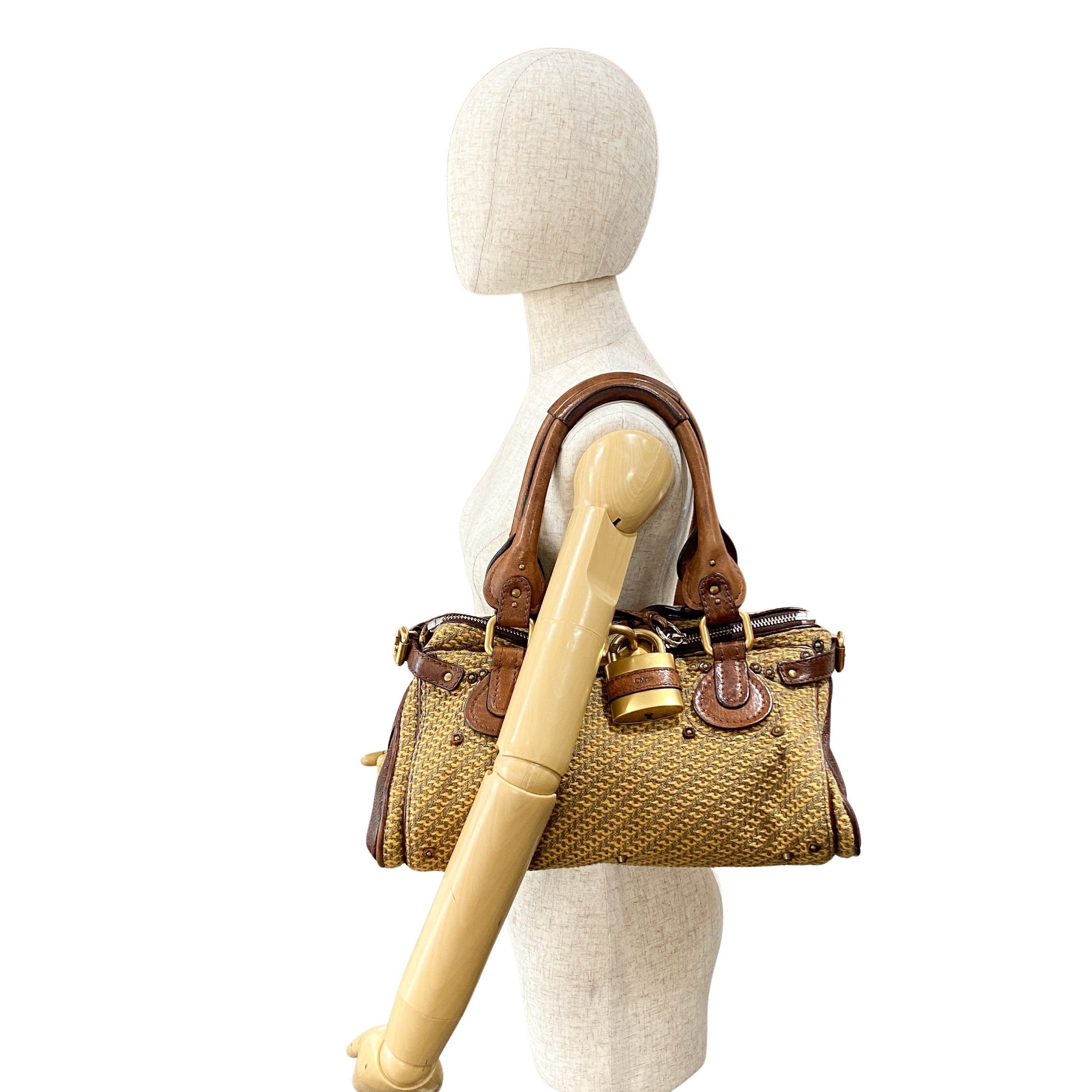 Paddington Yelow/Brown Leather Tweed Handbag