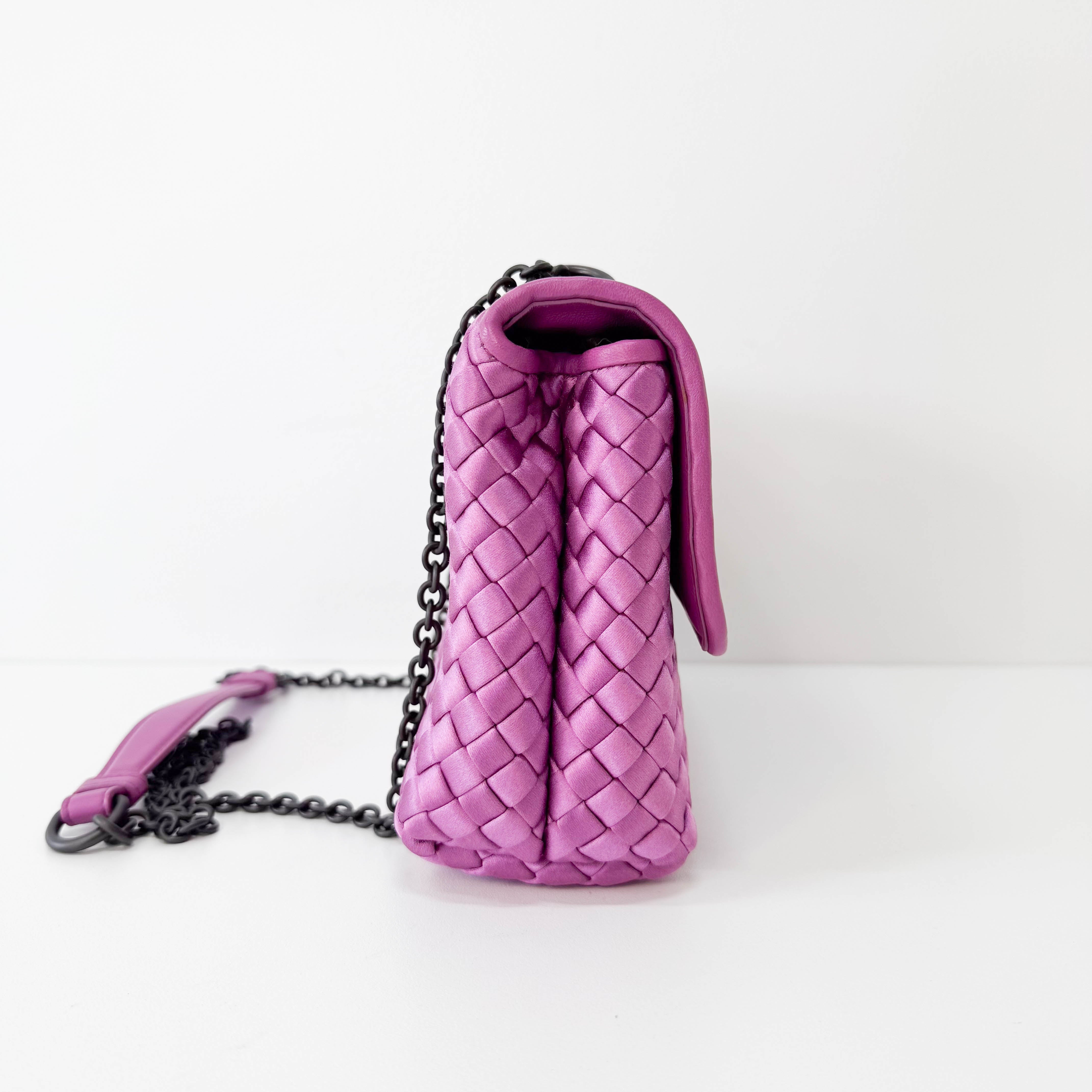 Purple Intrecciato Satin Bag