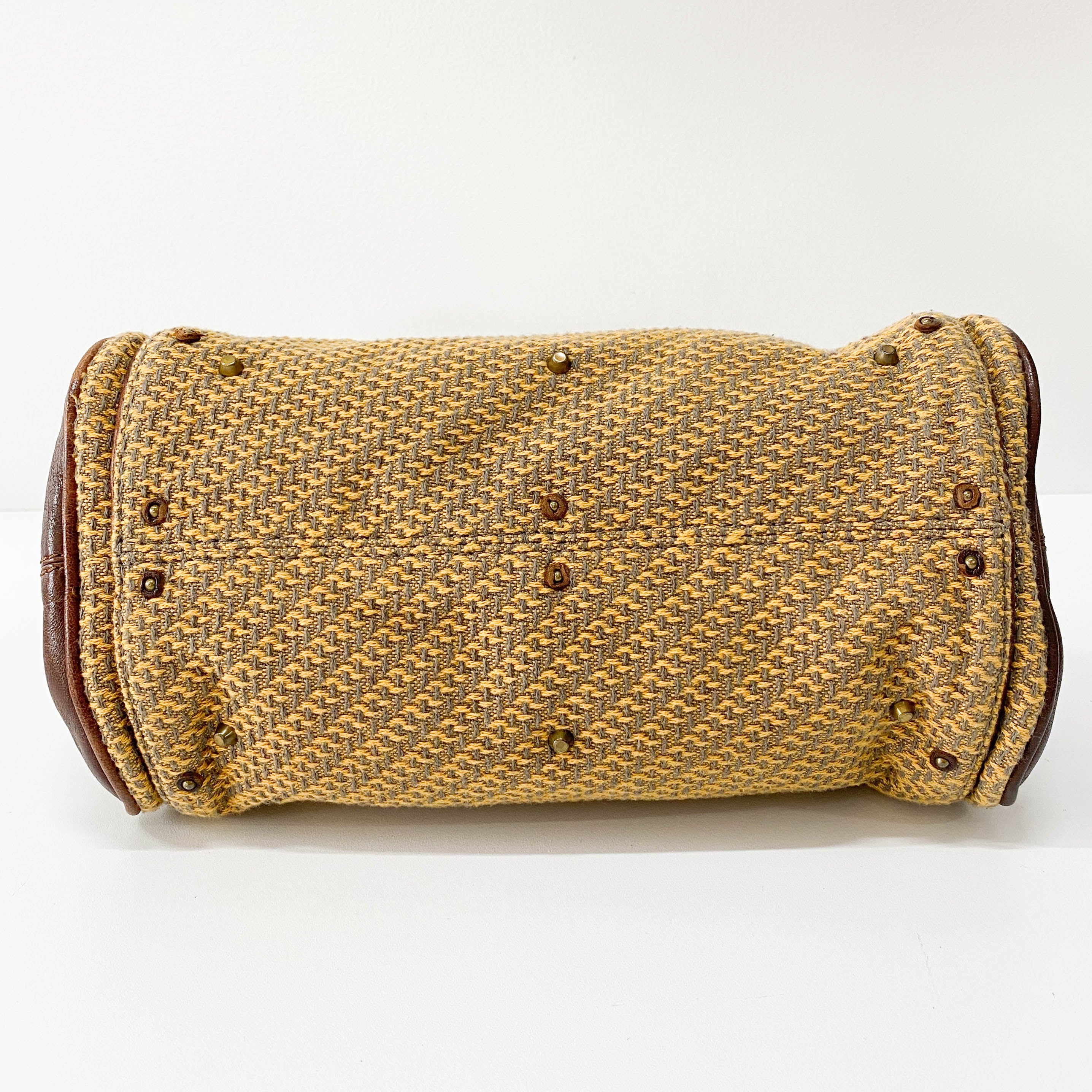 Paddington Yelow/Brown Leather Tweed Handbag