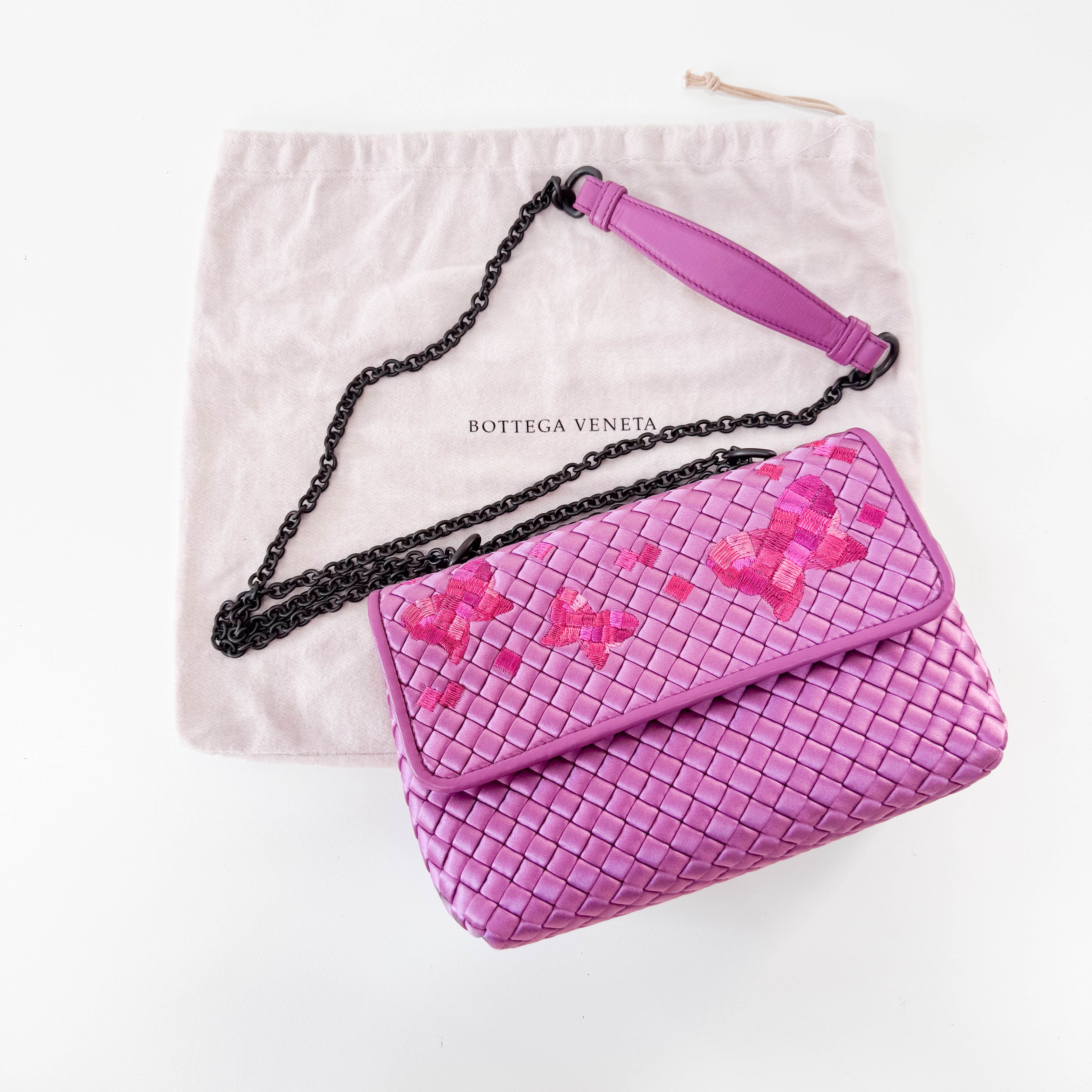 Purple Intrecciato Satin Bag