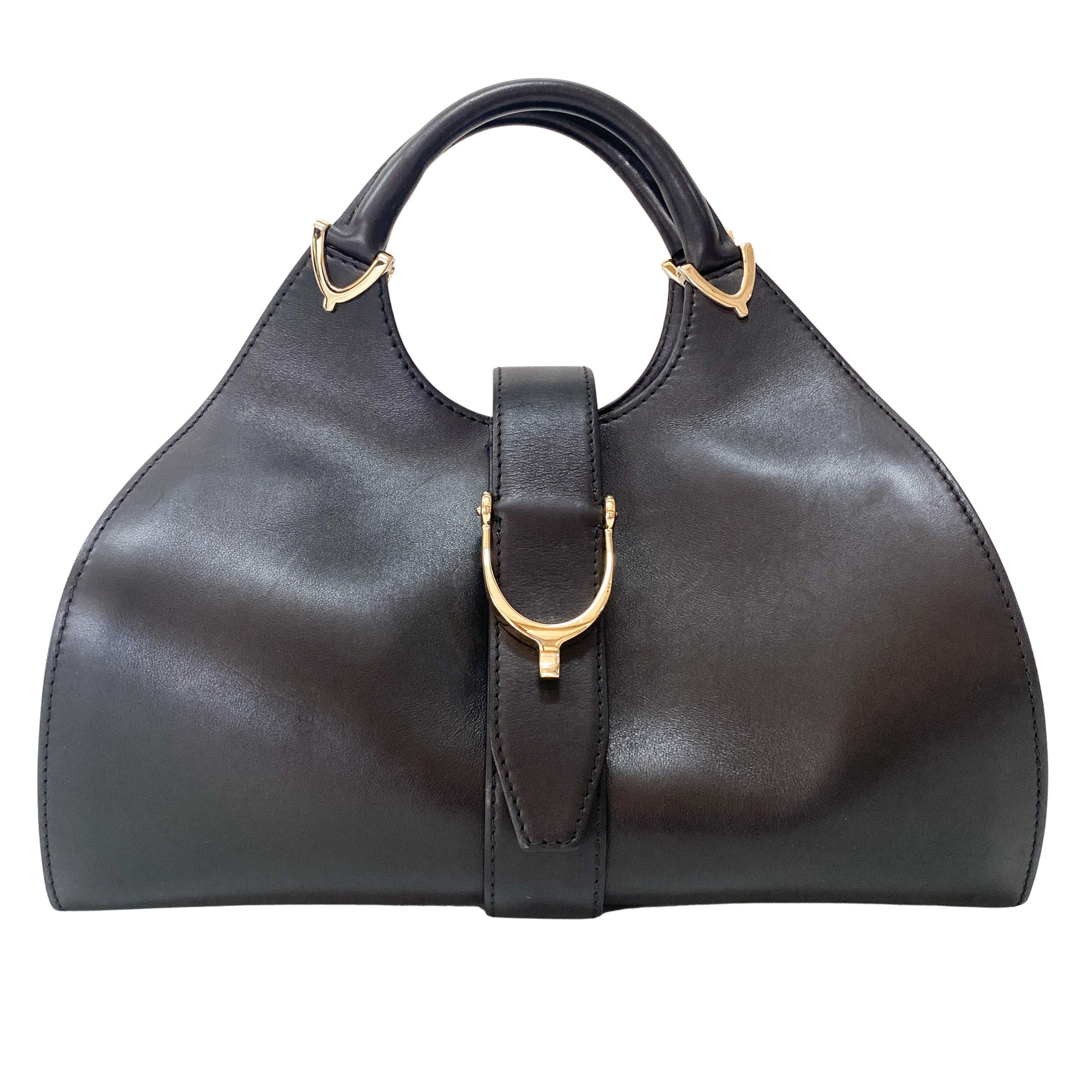 Stirrup Black Leather Tote Bag