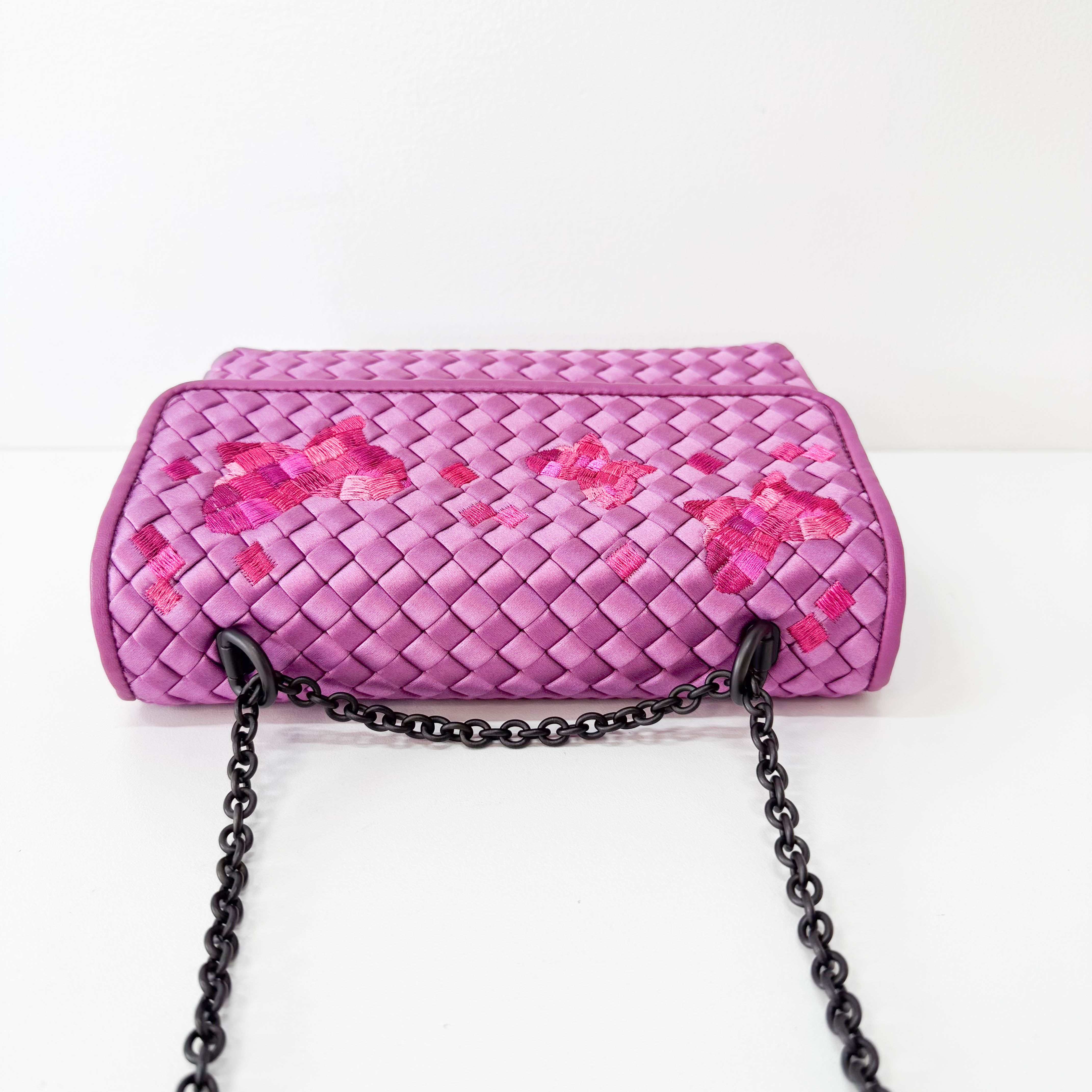 Purple Intrecciato Satin Bag