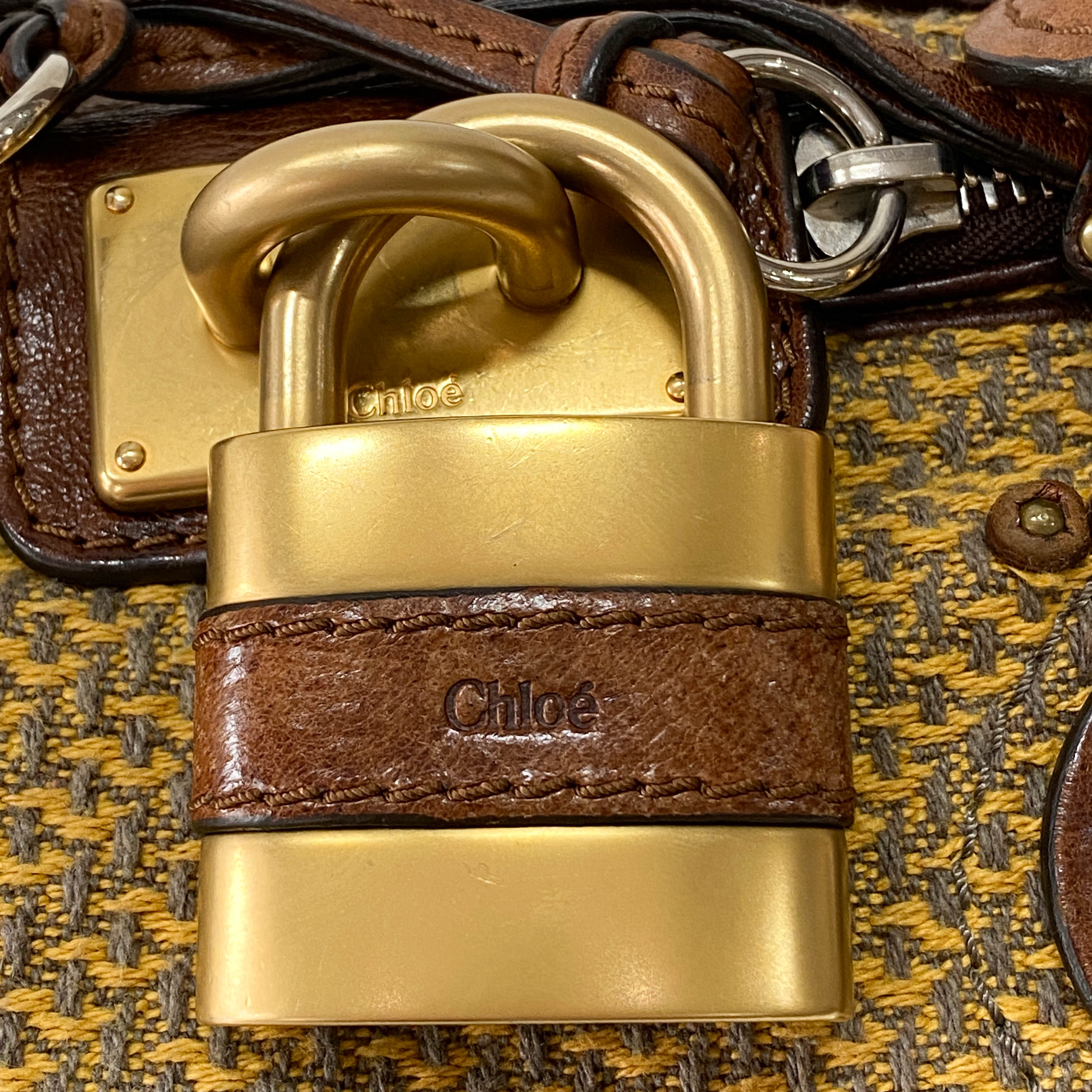 Paddington Yelow/Brown Leather Tweed Handbag