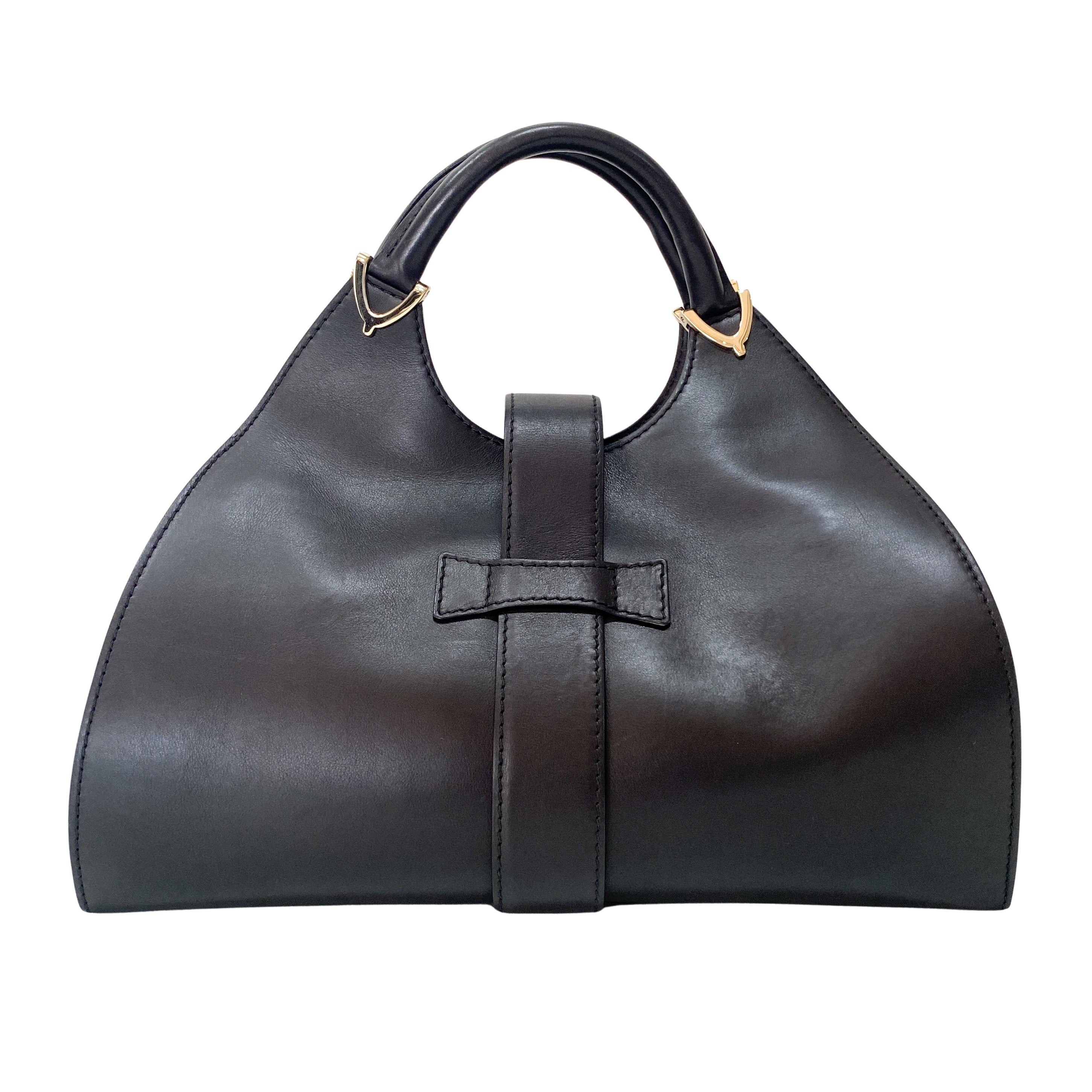 Stirrup Black Leather Tote Bag