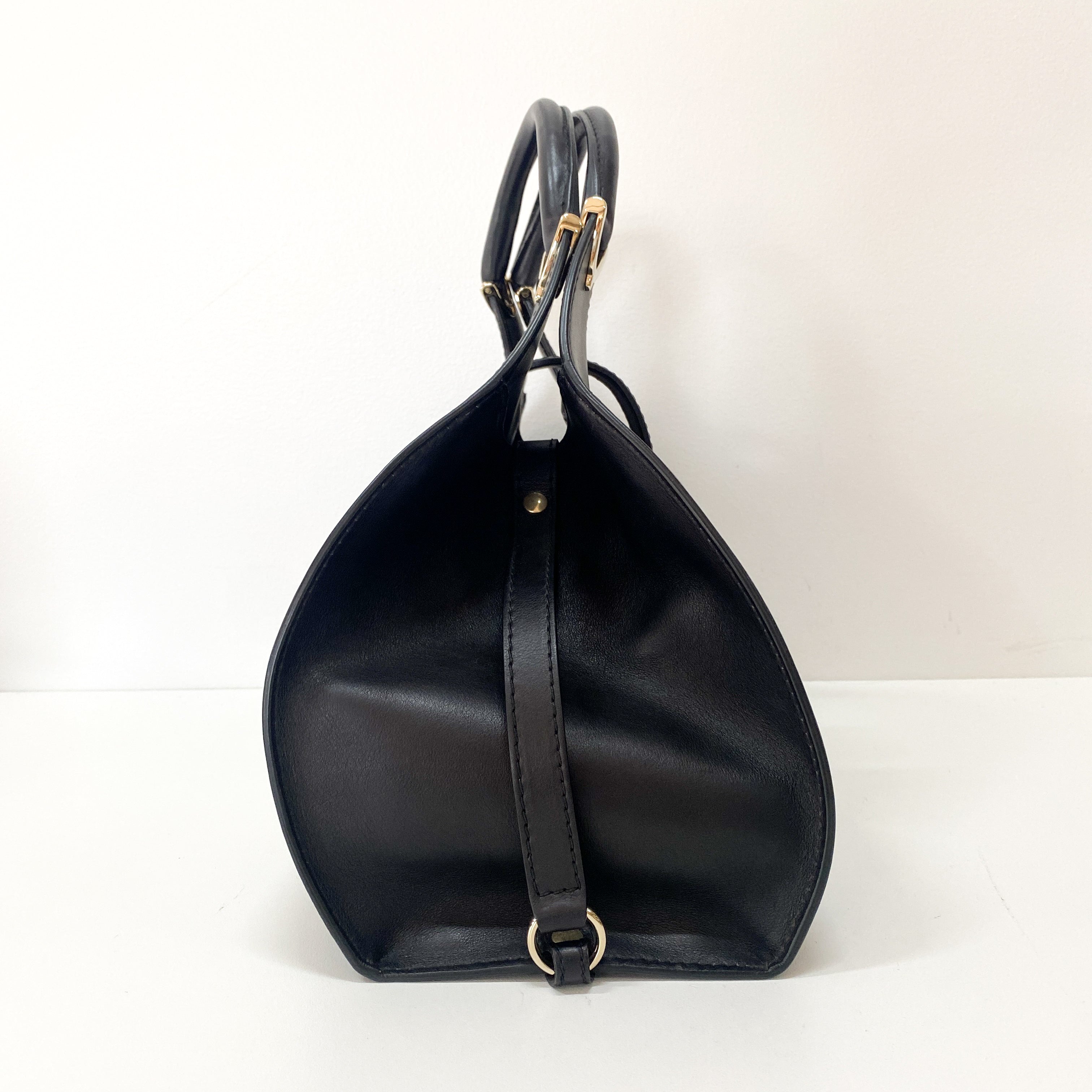 Stirrup Black Leather Tote Bag