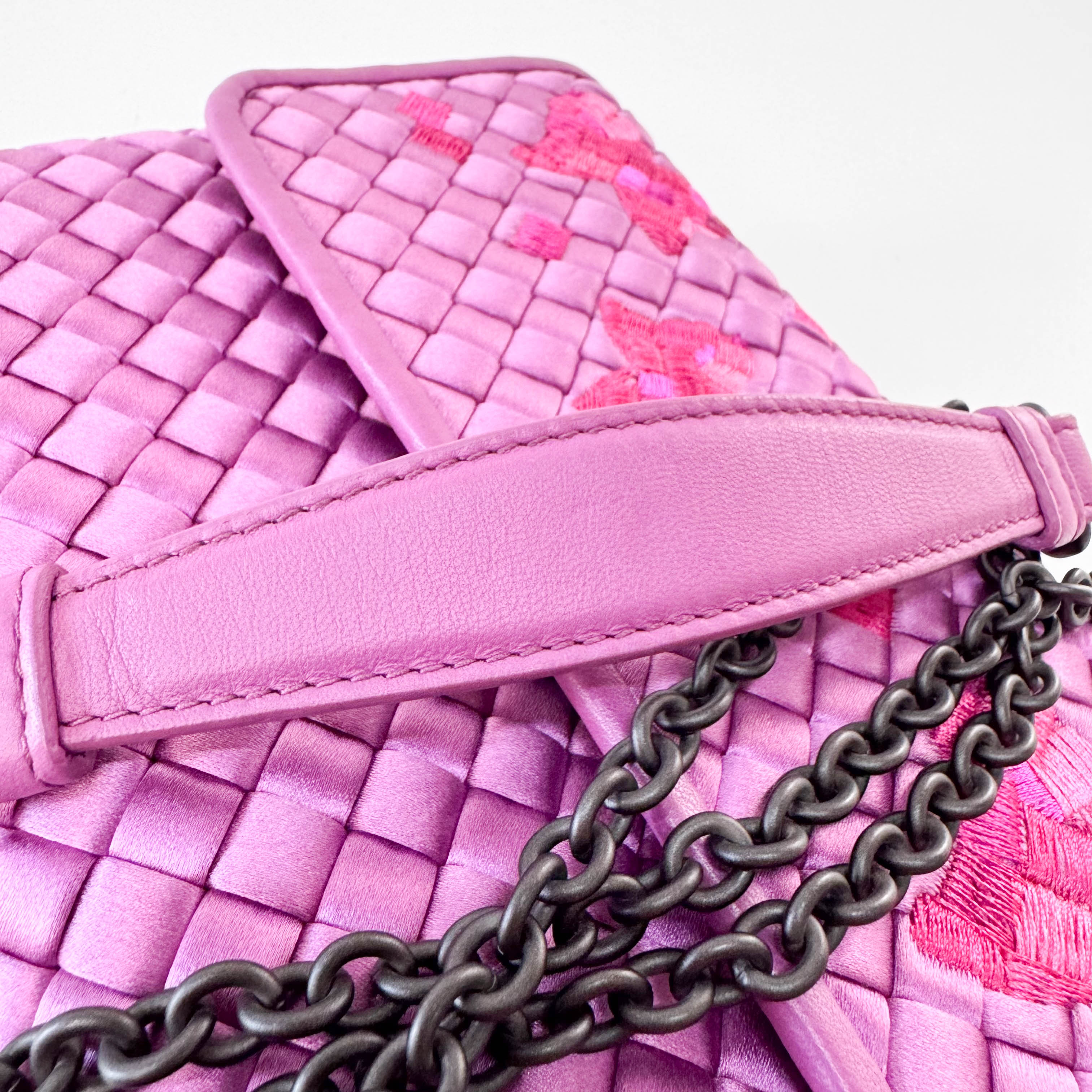 Purple Intrecciato Satin Bag