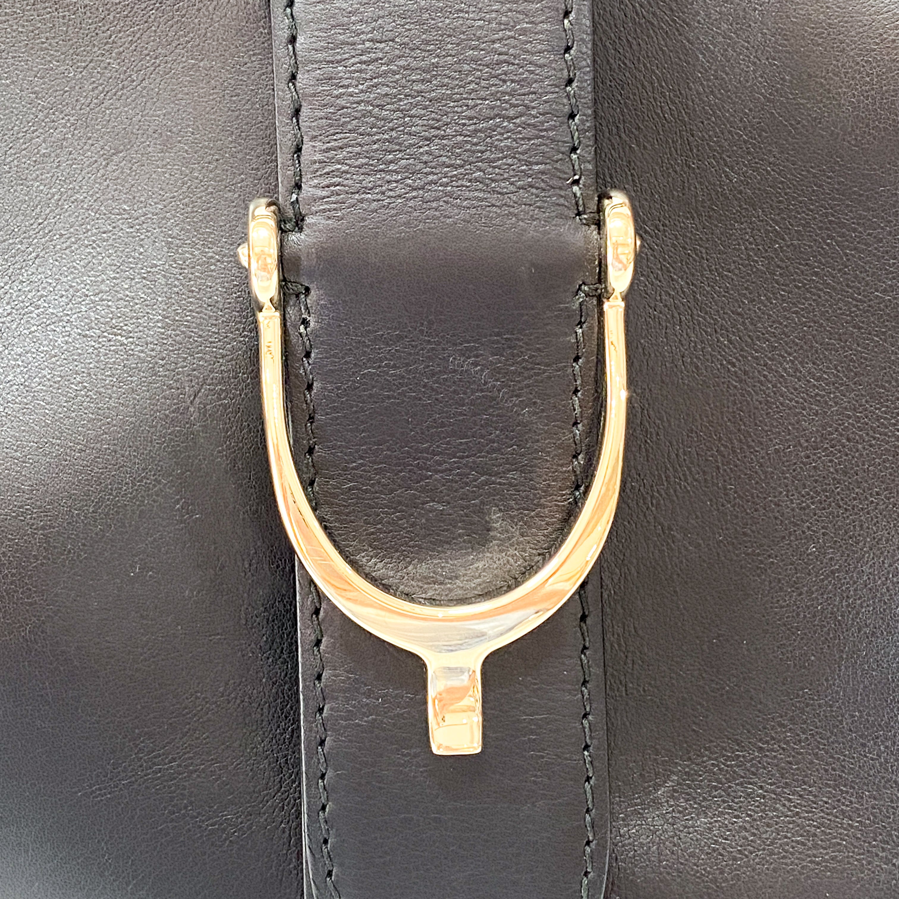 Stirrup Black Leather Tote Bag